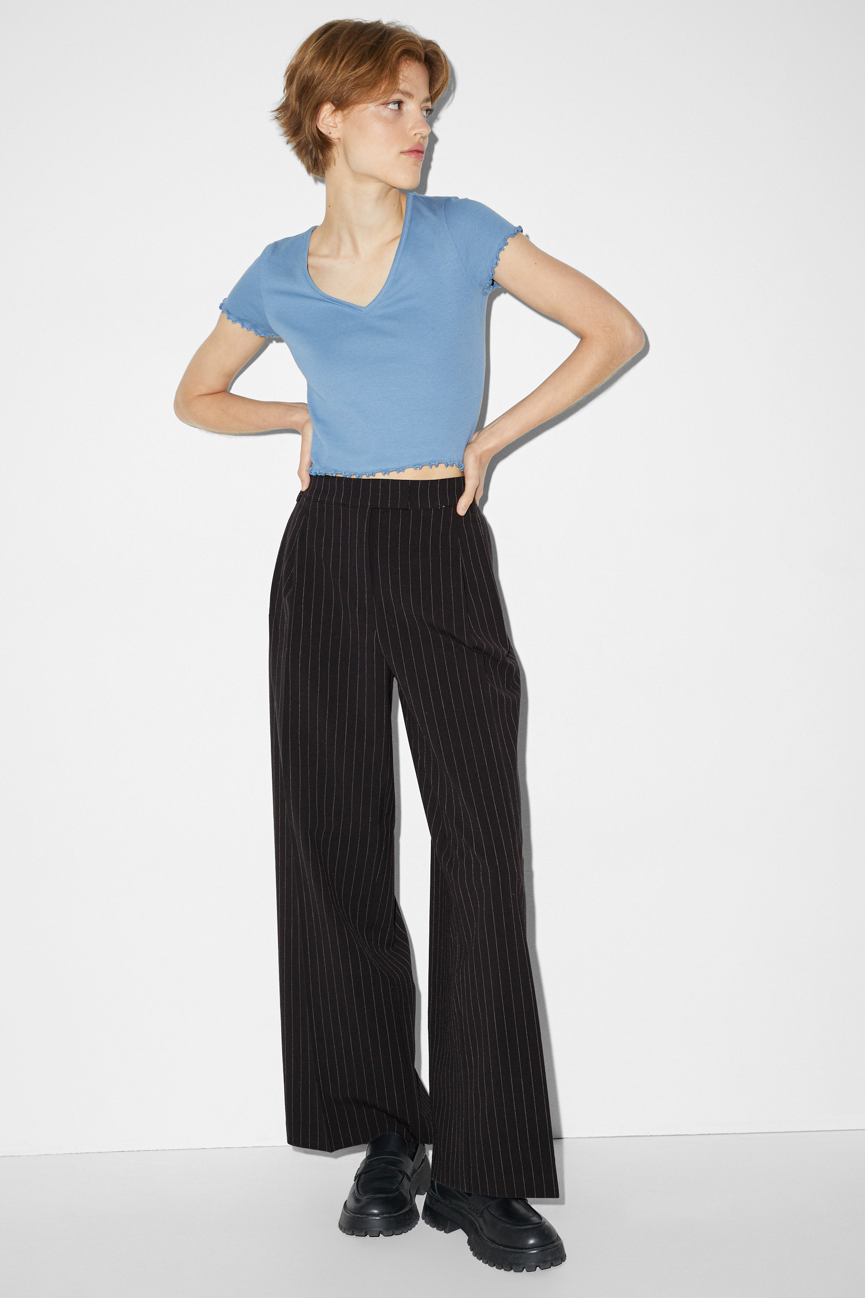 CLOCKHOUSE - cloth trousers - mid-rise waist - wide leg