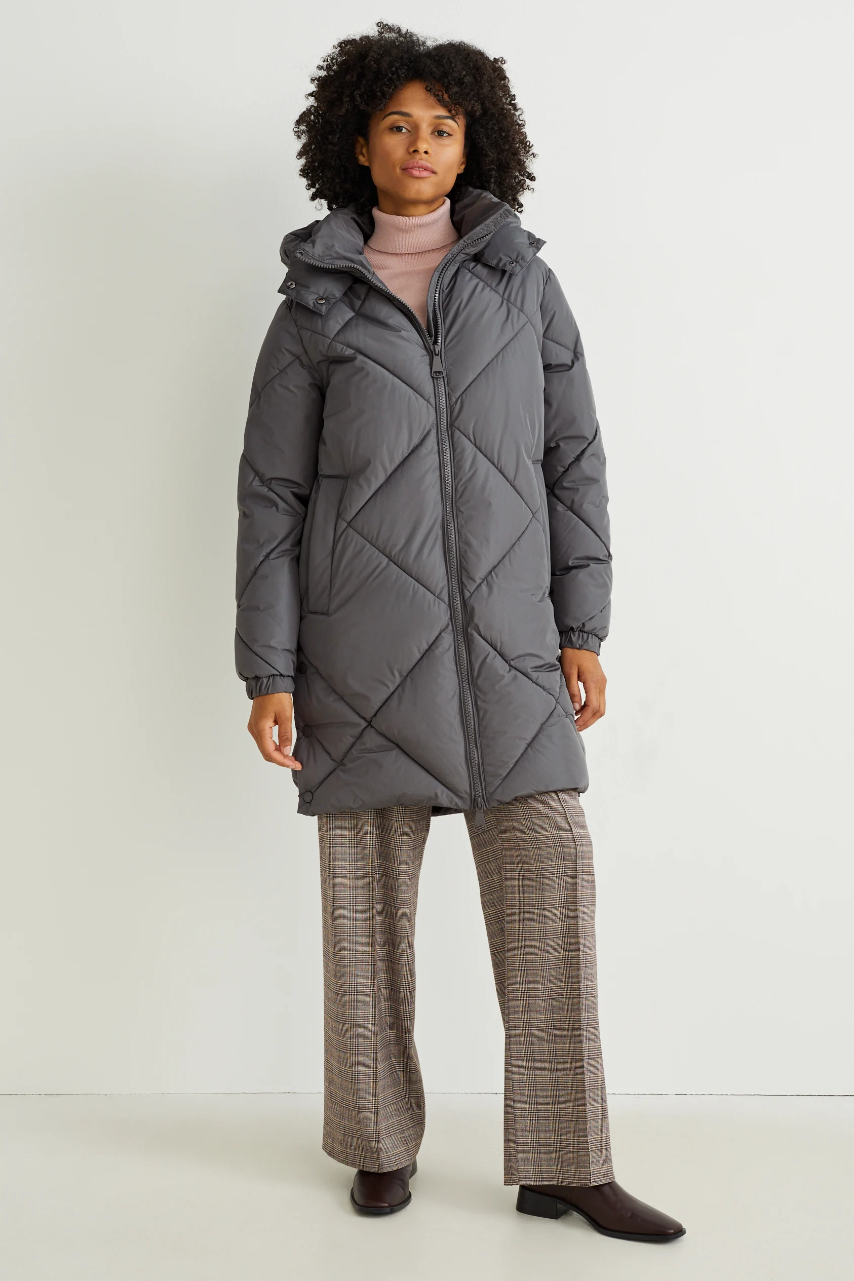 Quilted coat with hood