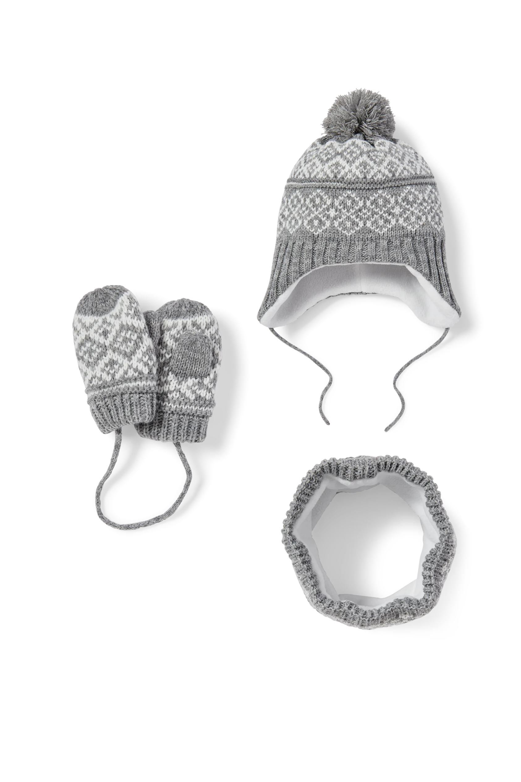 Set - baby hat, snood and mittens - 3 piece