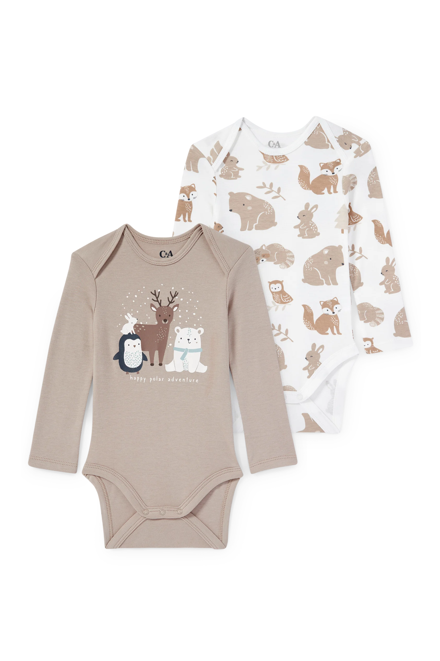 Multipack of 2 - woodland animals - baby bodysuit