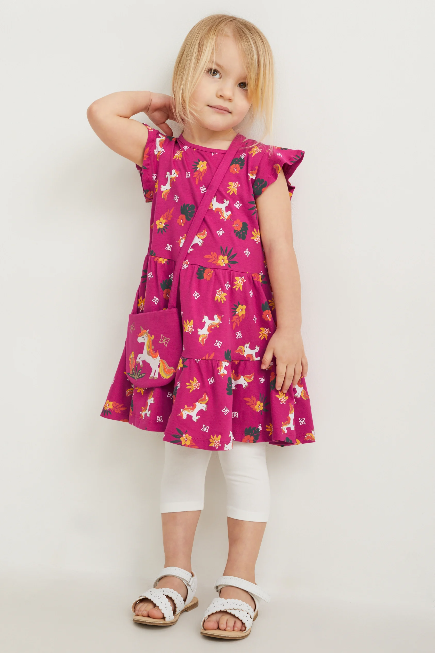 Unicorn - set - dress, leggings and bag - 3 piece set