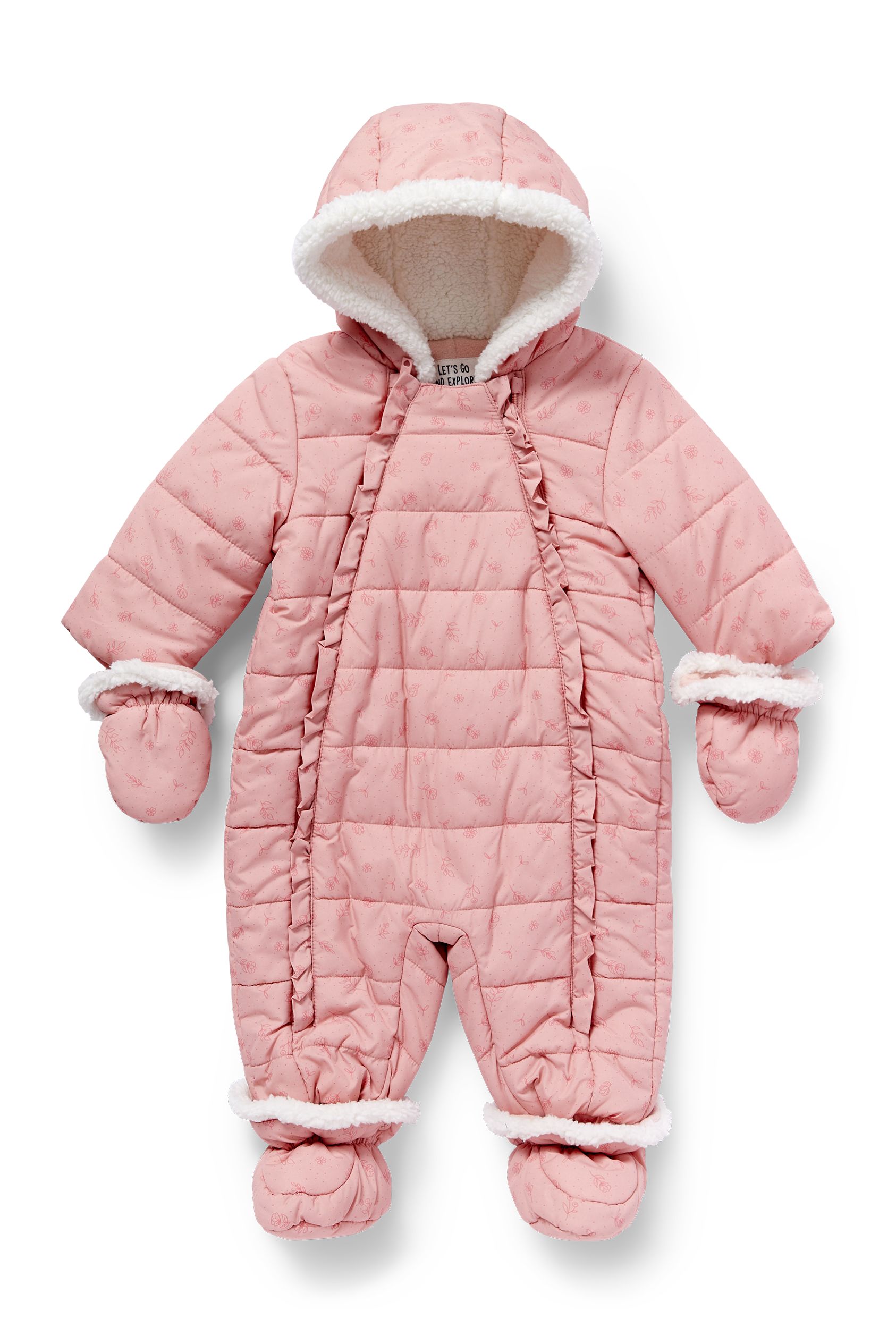 Baby snowsuit with hood - floral