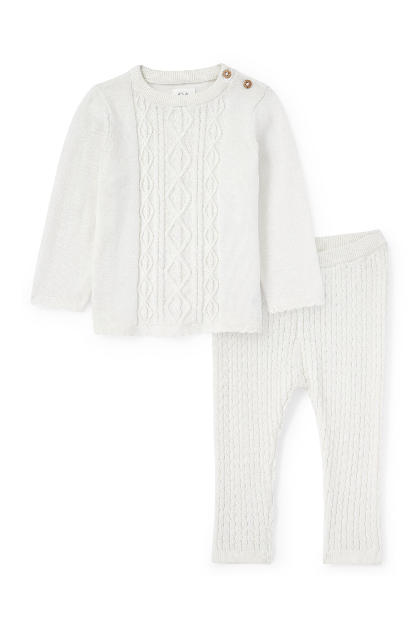 Baby outfit - 2 piece - cable knit pattern