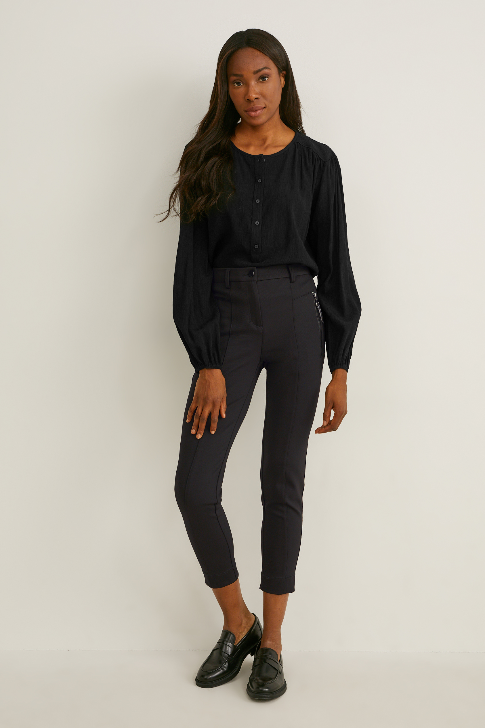 Cloth trousers - mid-rise waist - slim fit