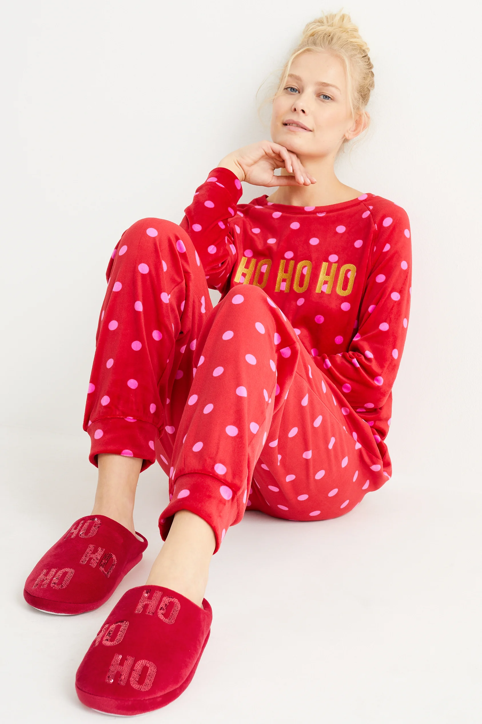 Christmas fleece slippers - HoHoHo