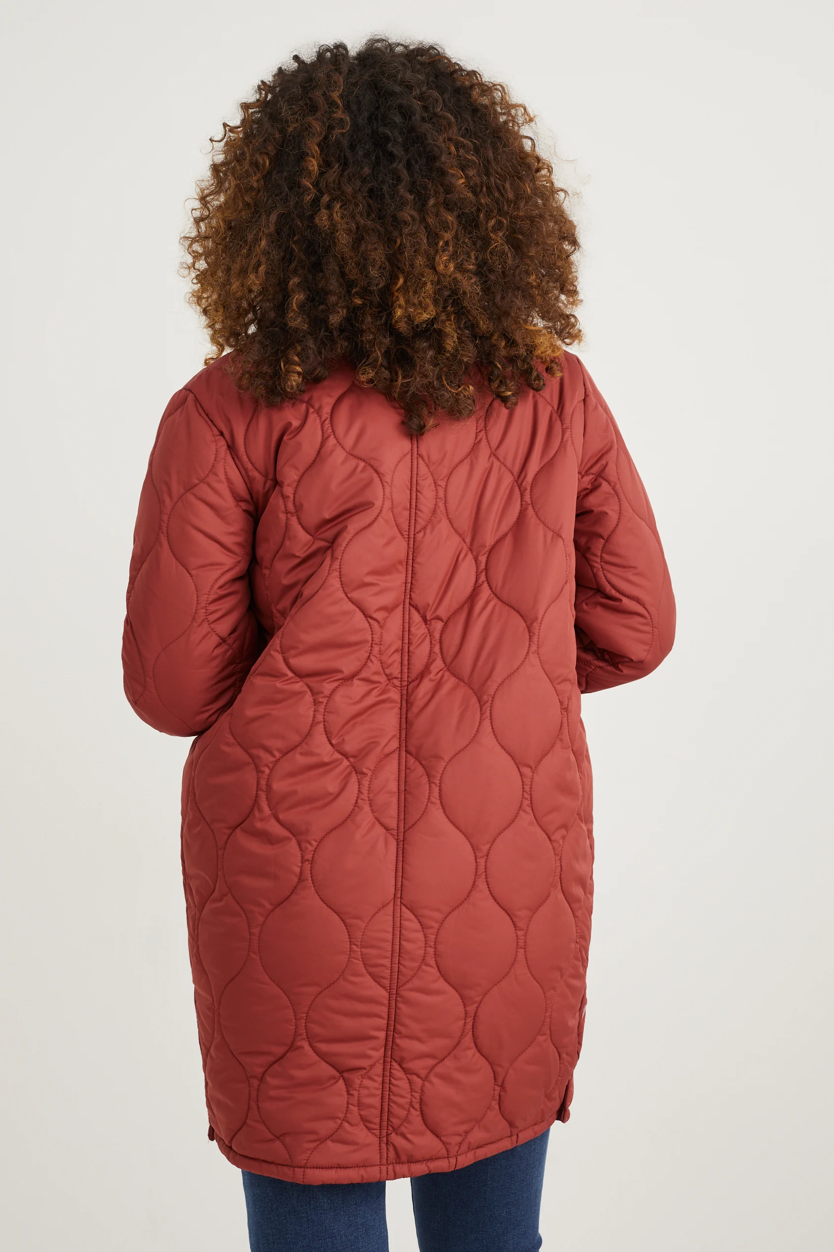 Maternity quilted jacket with baby pouch