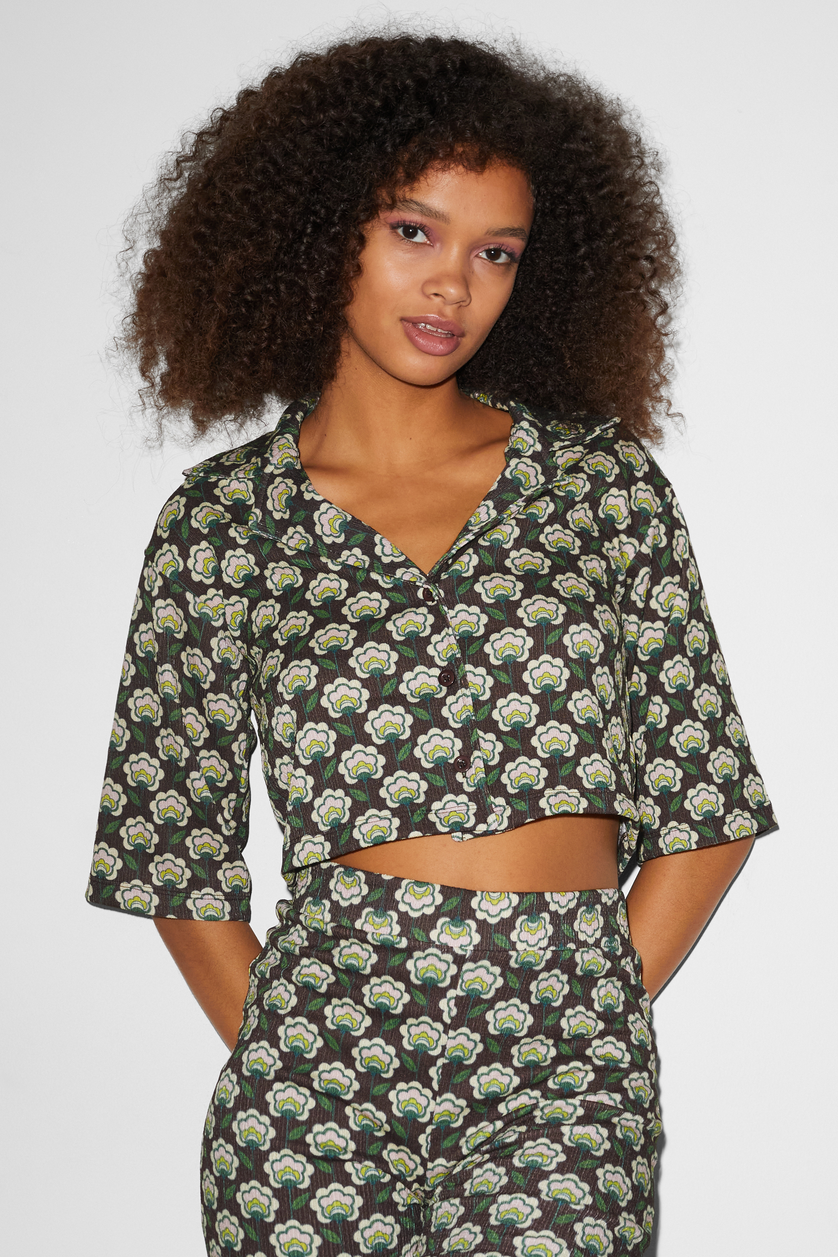 CLOCKHOUSE - cropped blouse - floral