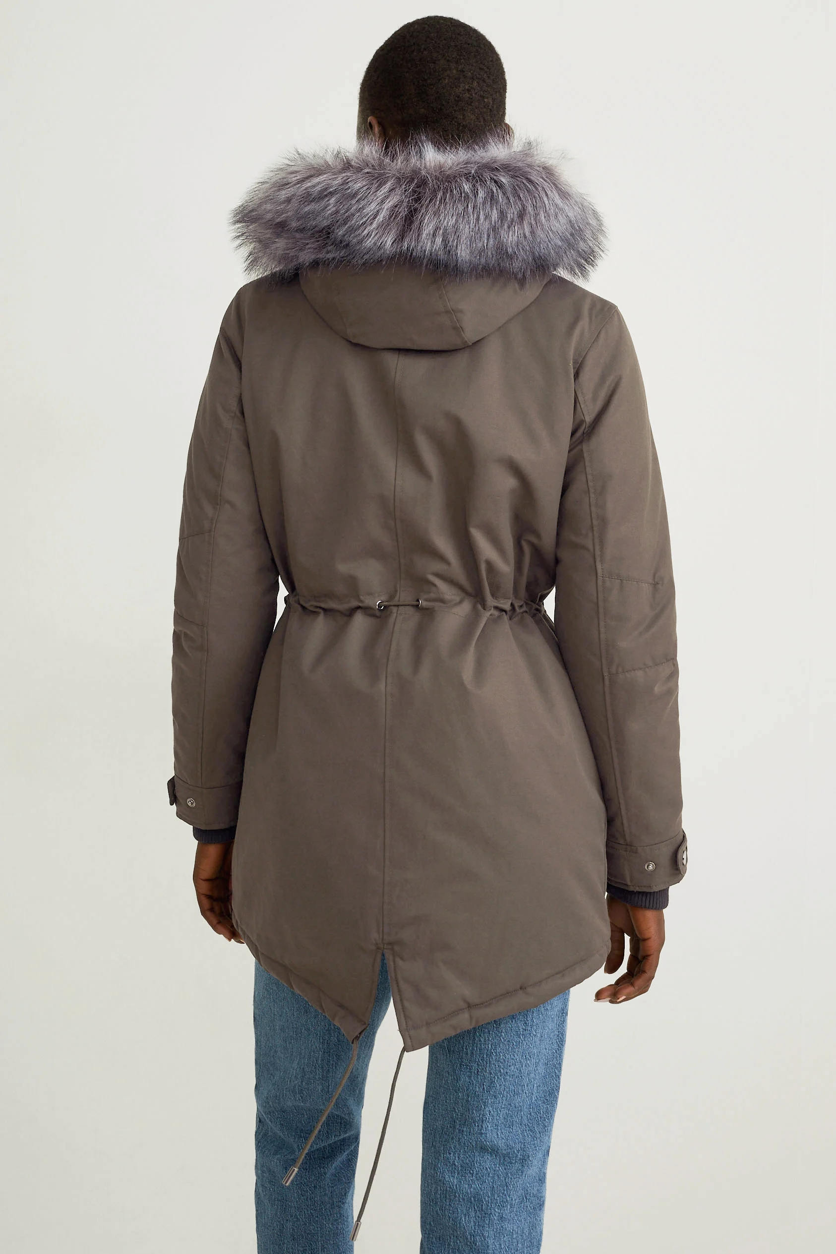 Parka with hood and faux fur trim - winter