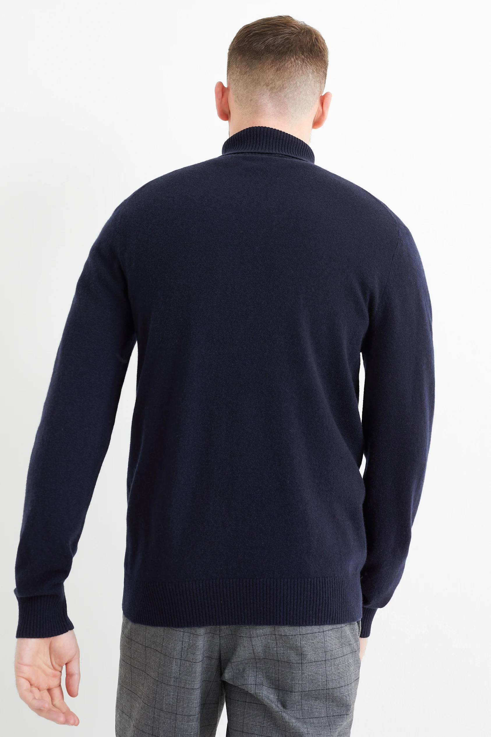 Polo neck jumper with cashmere - wool blend