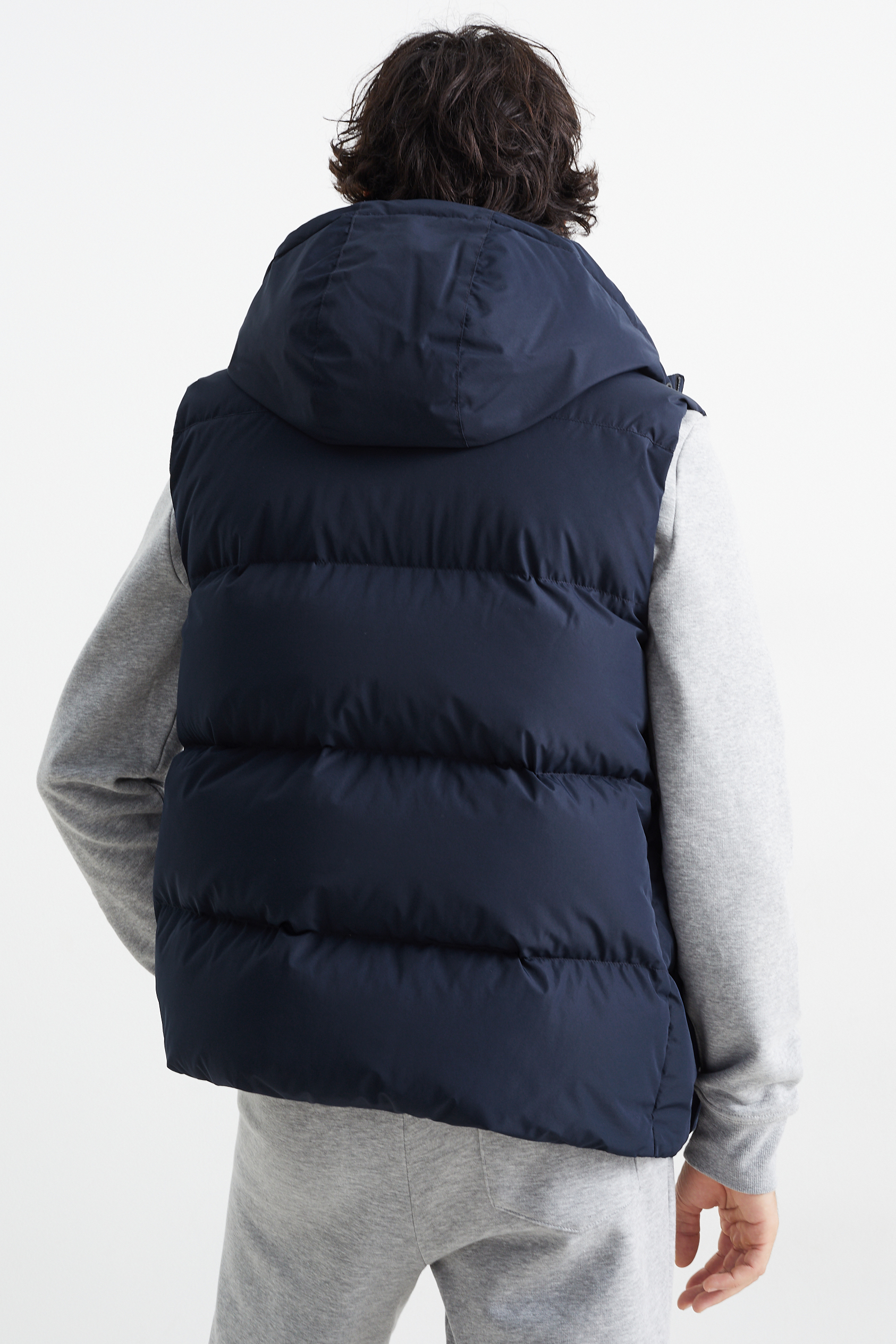 Down gilet with hood