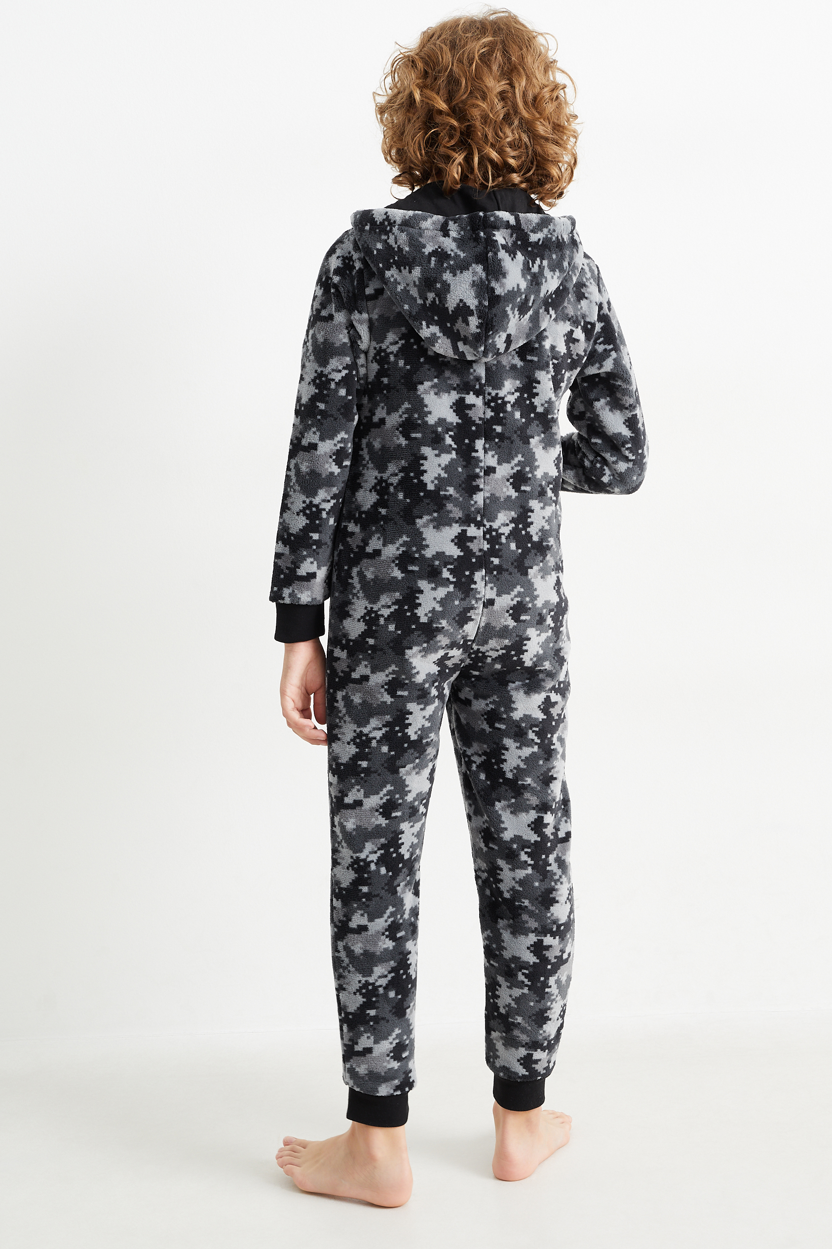 Fleece onesie with hood