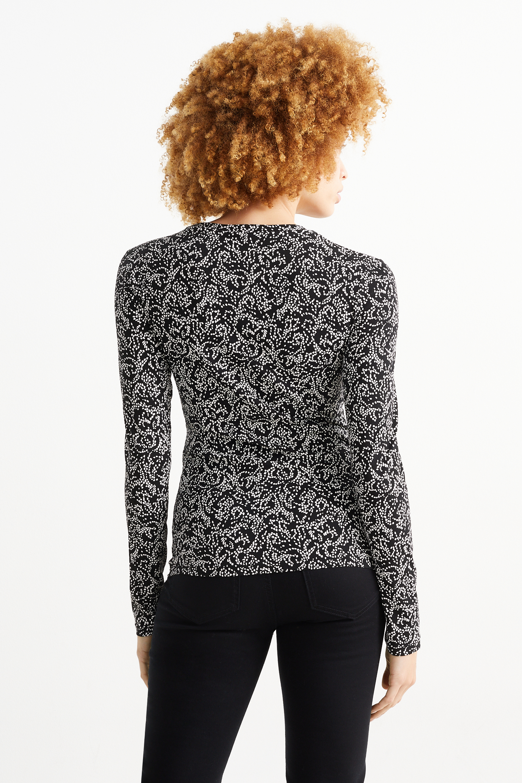 Basic long sleeve top - patterned