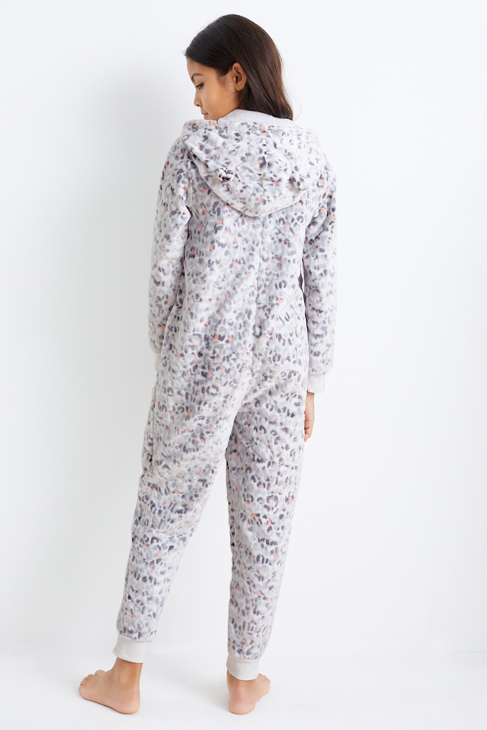 Fleece onesie with hood