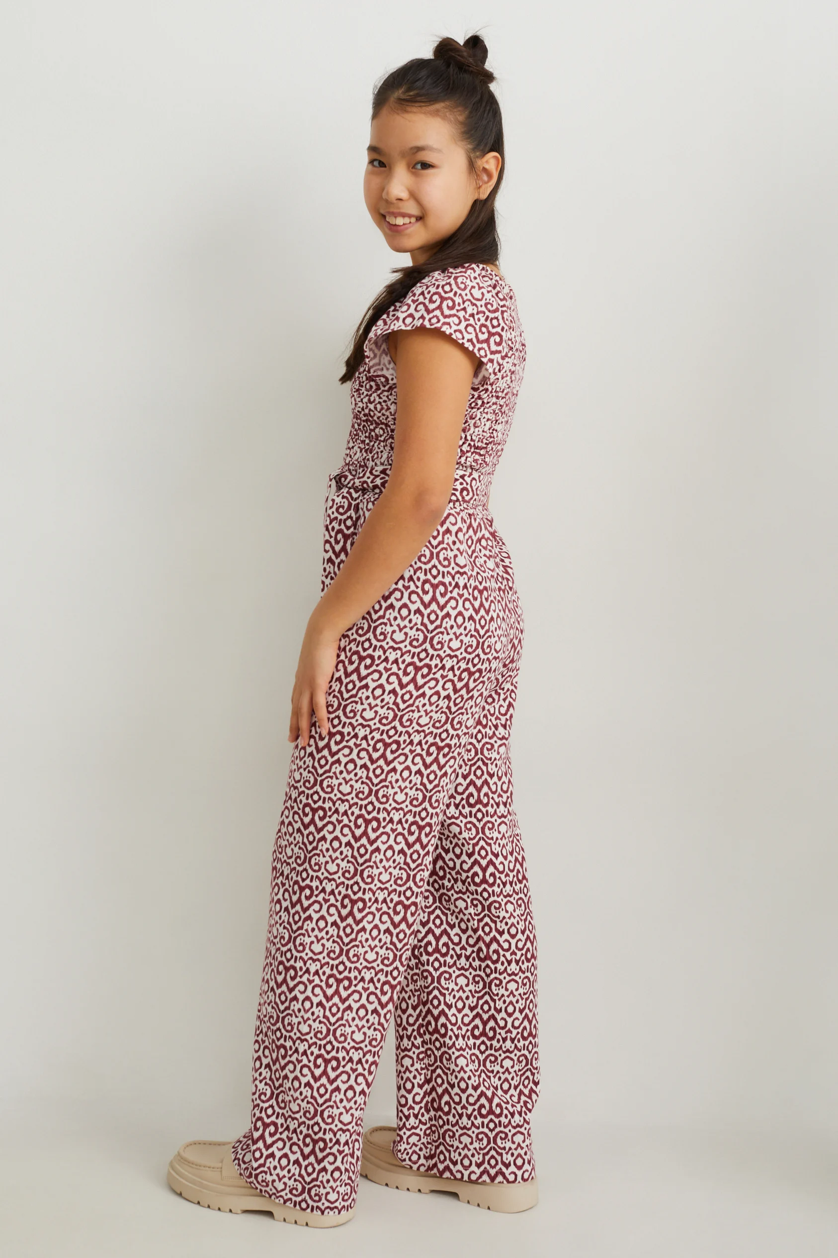 Jumpsuit - linen blend - patterned