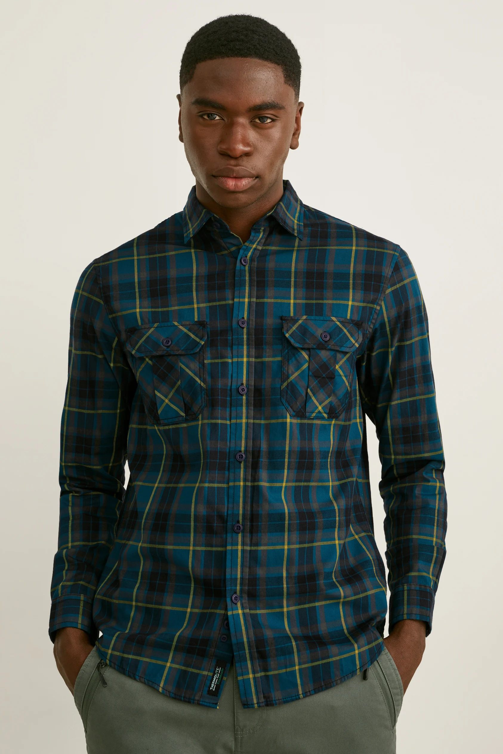 Flannel shirt - regular fit - Kent collar - THERMOLITE? - check