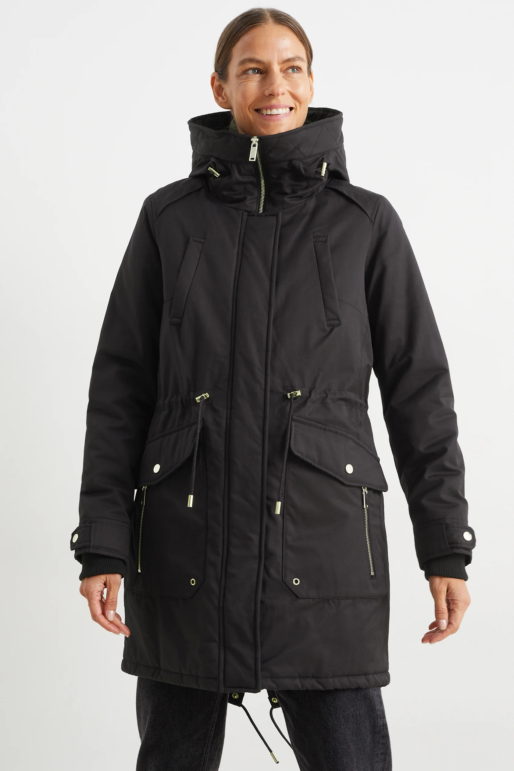 Parka with hood