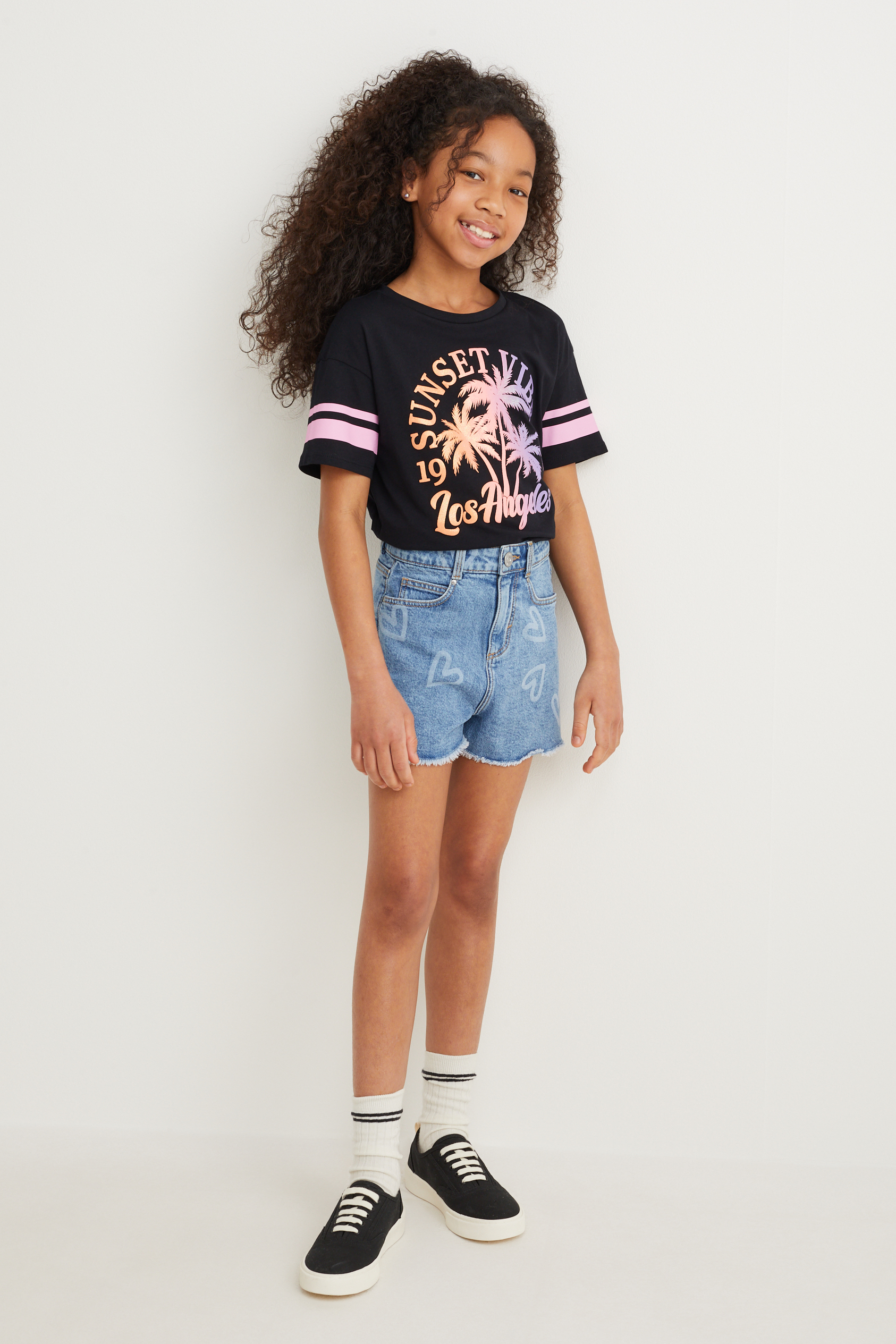 Denim shorts - patterned