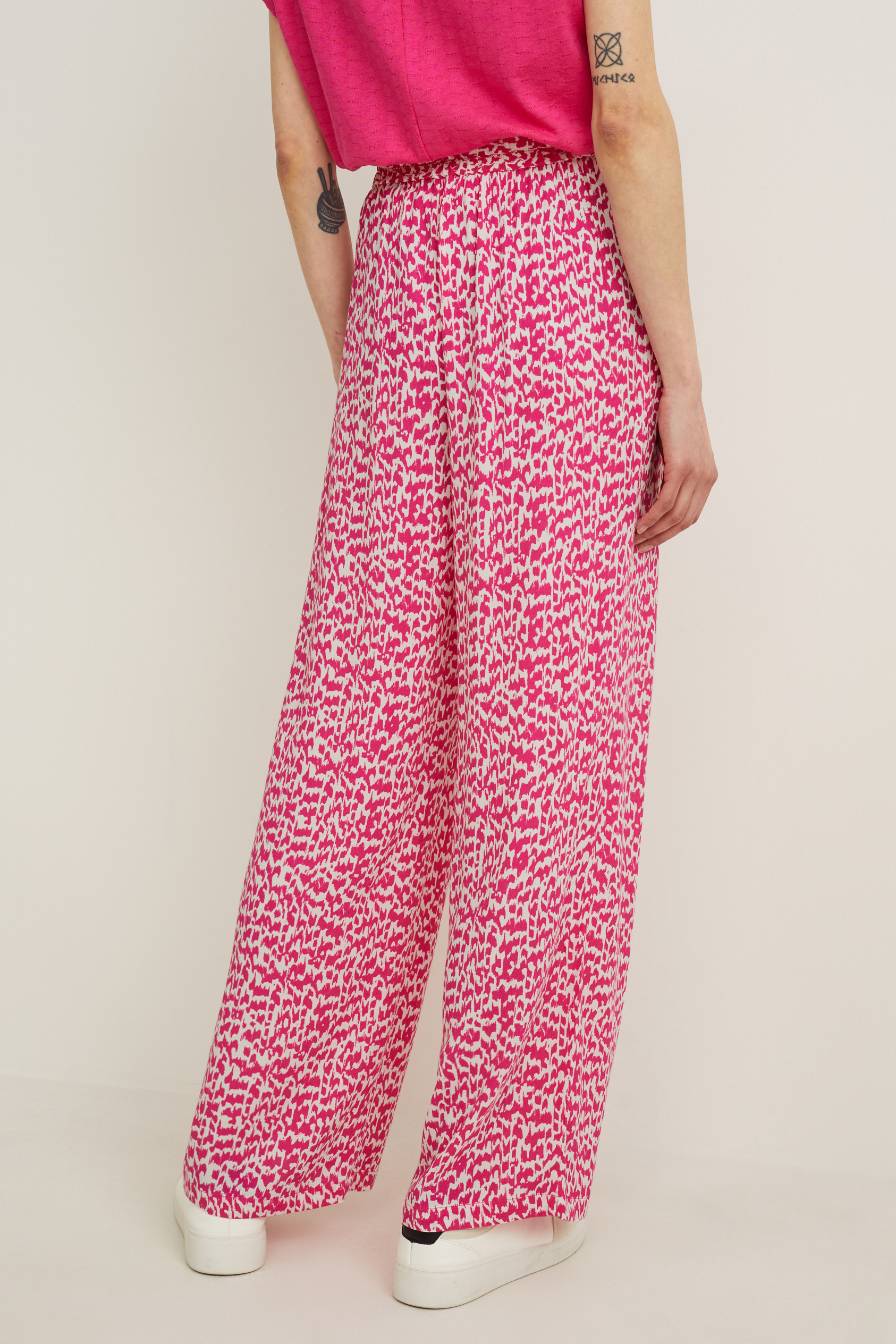 Cloth trousers - mid-rise waist - palazzo - patterned