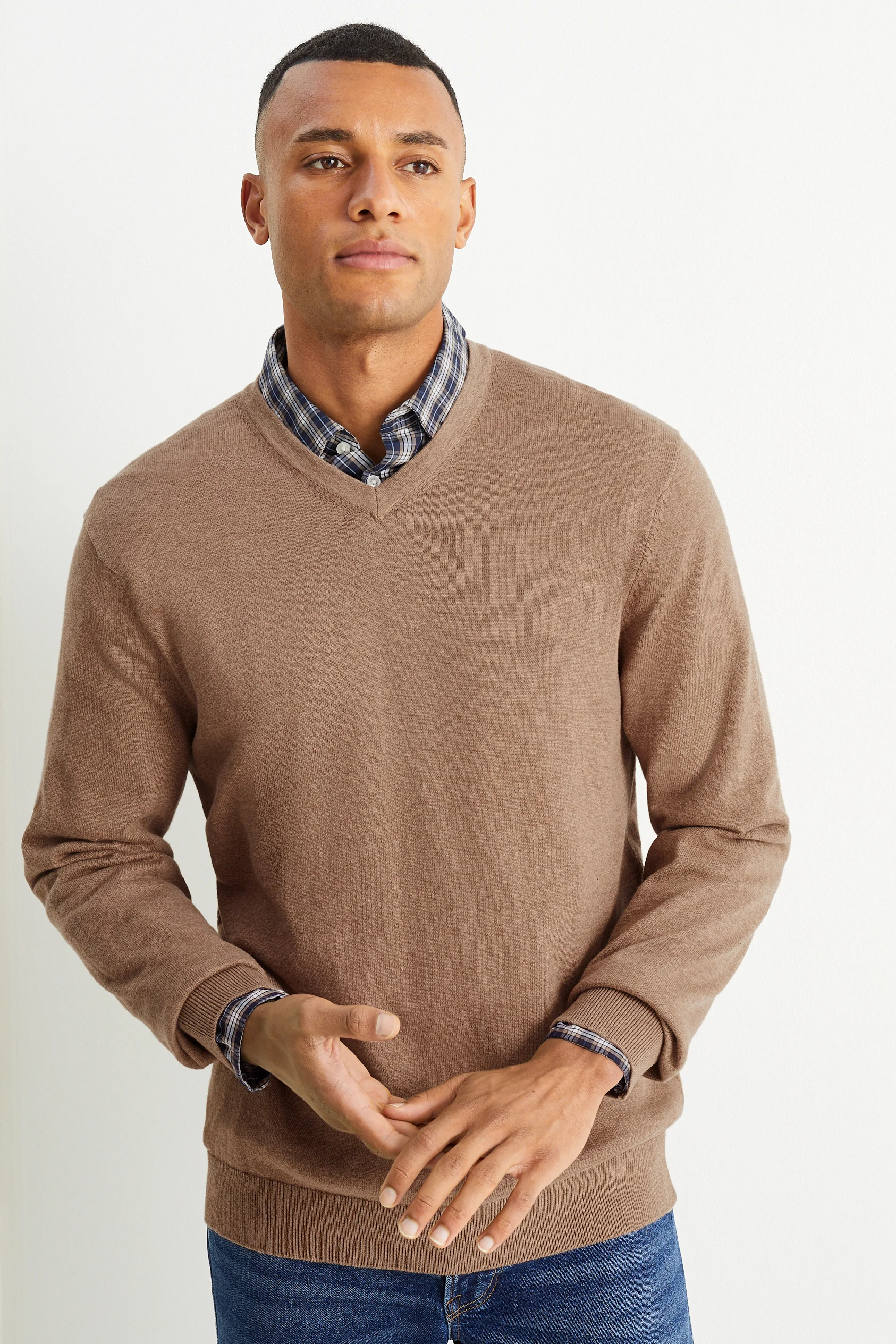 Fine knit jumper and shirt - regular fit - button-down collar