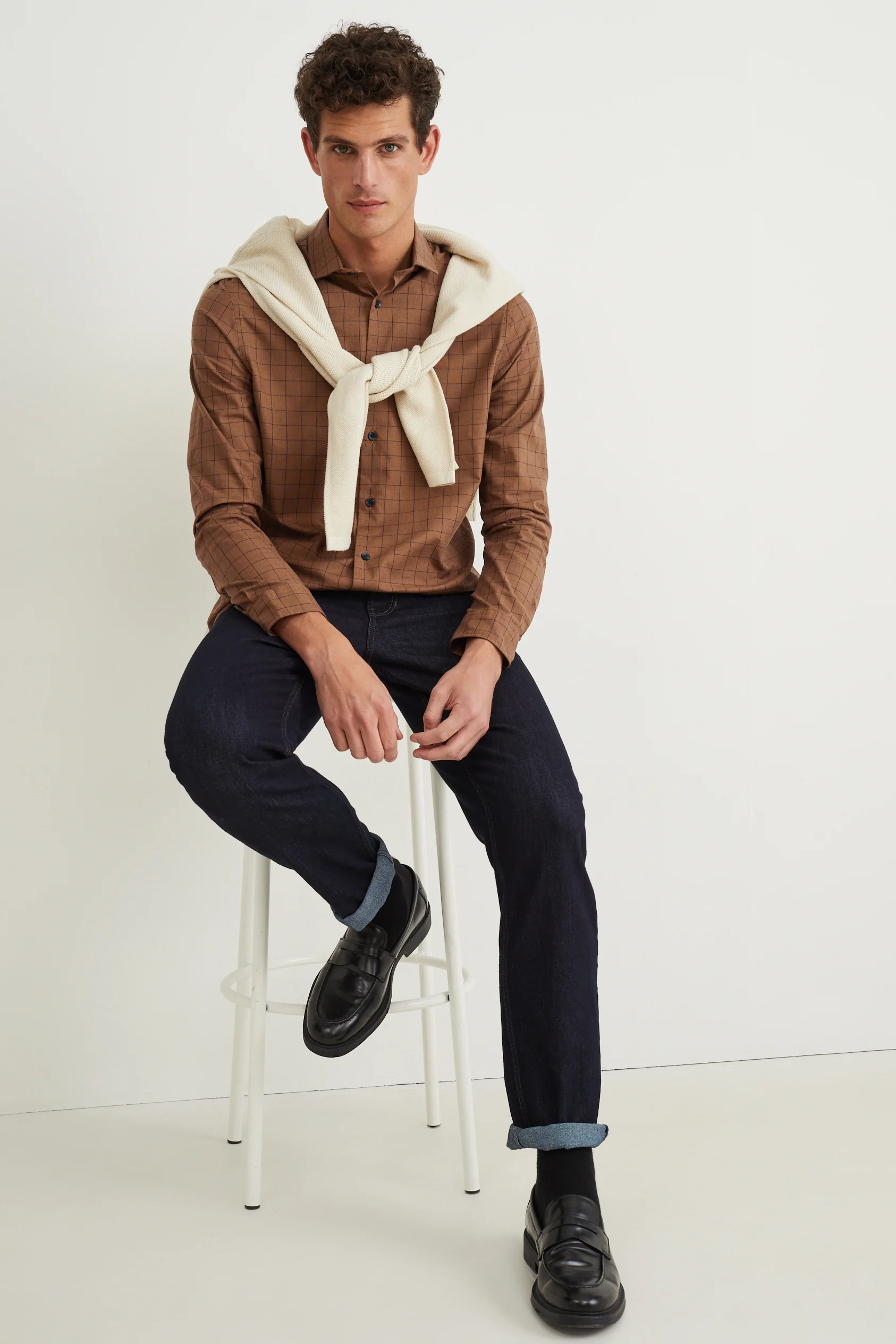 Shirt - regular fit - cutaway collar - check