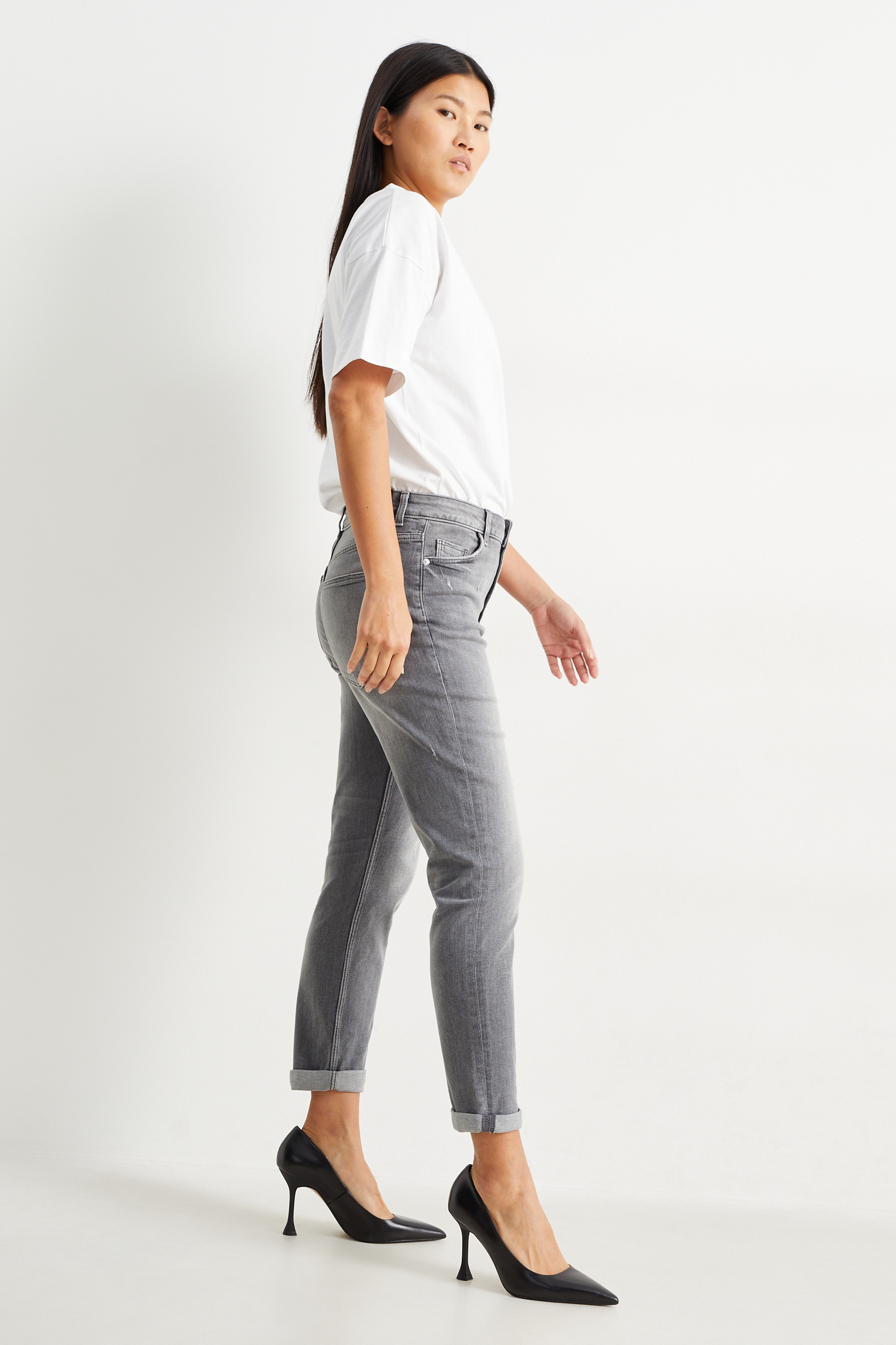 Boyfriend jeans - mid-rise waist - LYCRA?