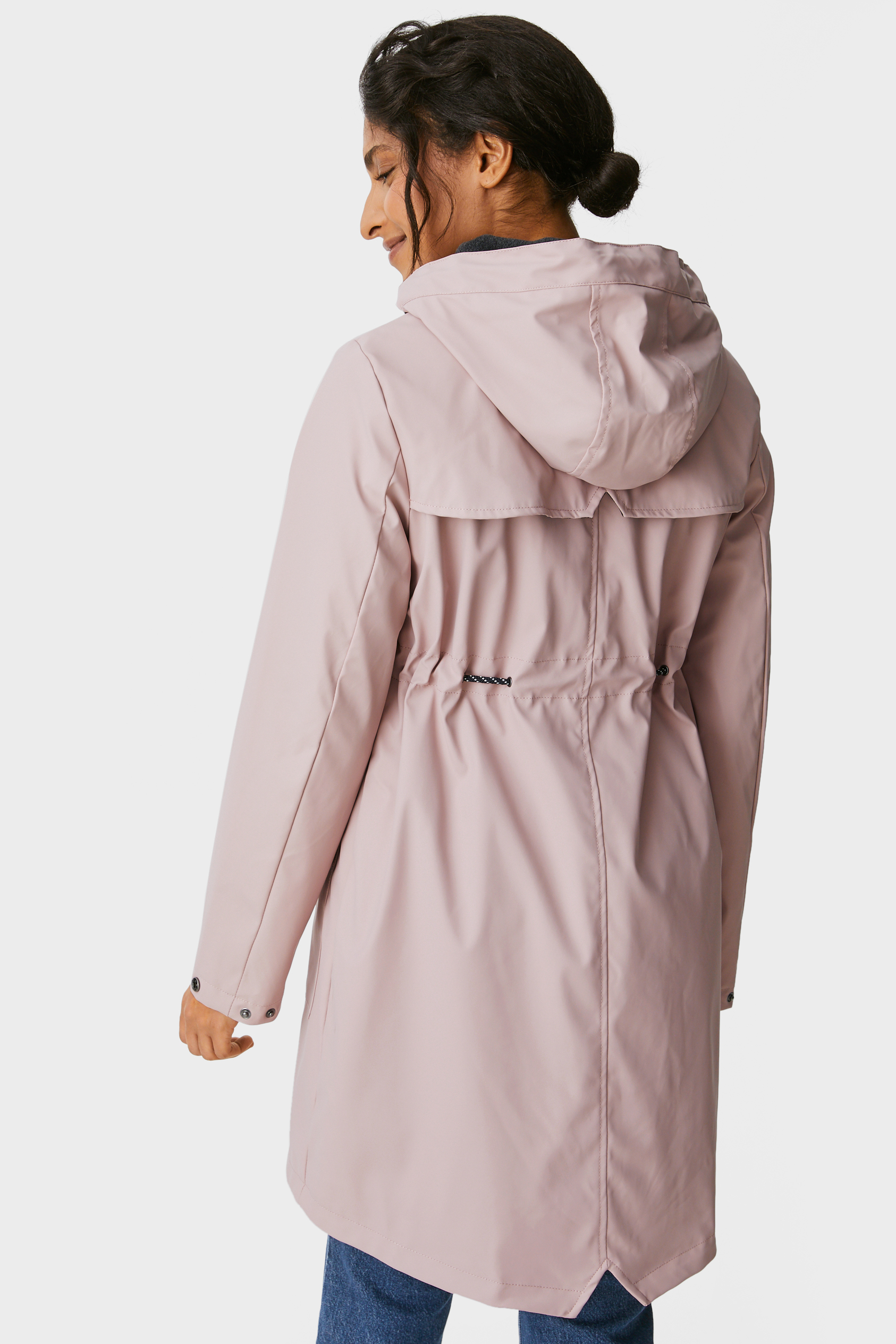 Hooded maternity rain jacket with baby pouch - lined