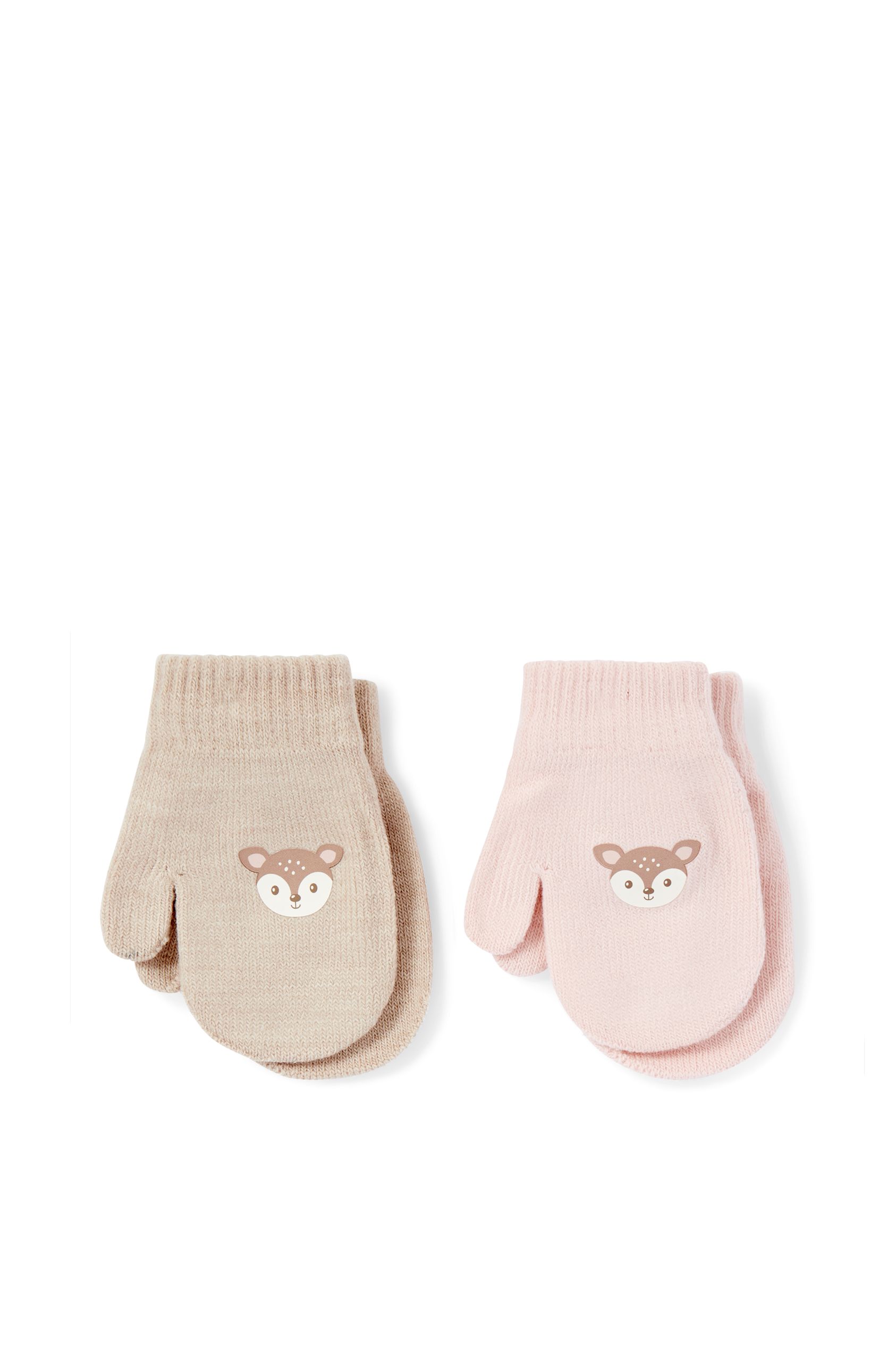 Multipack of 2 - fawn - baby mittens