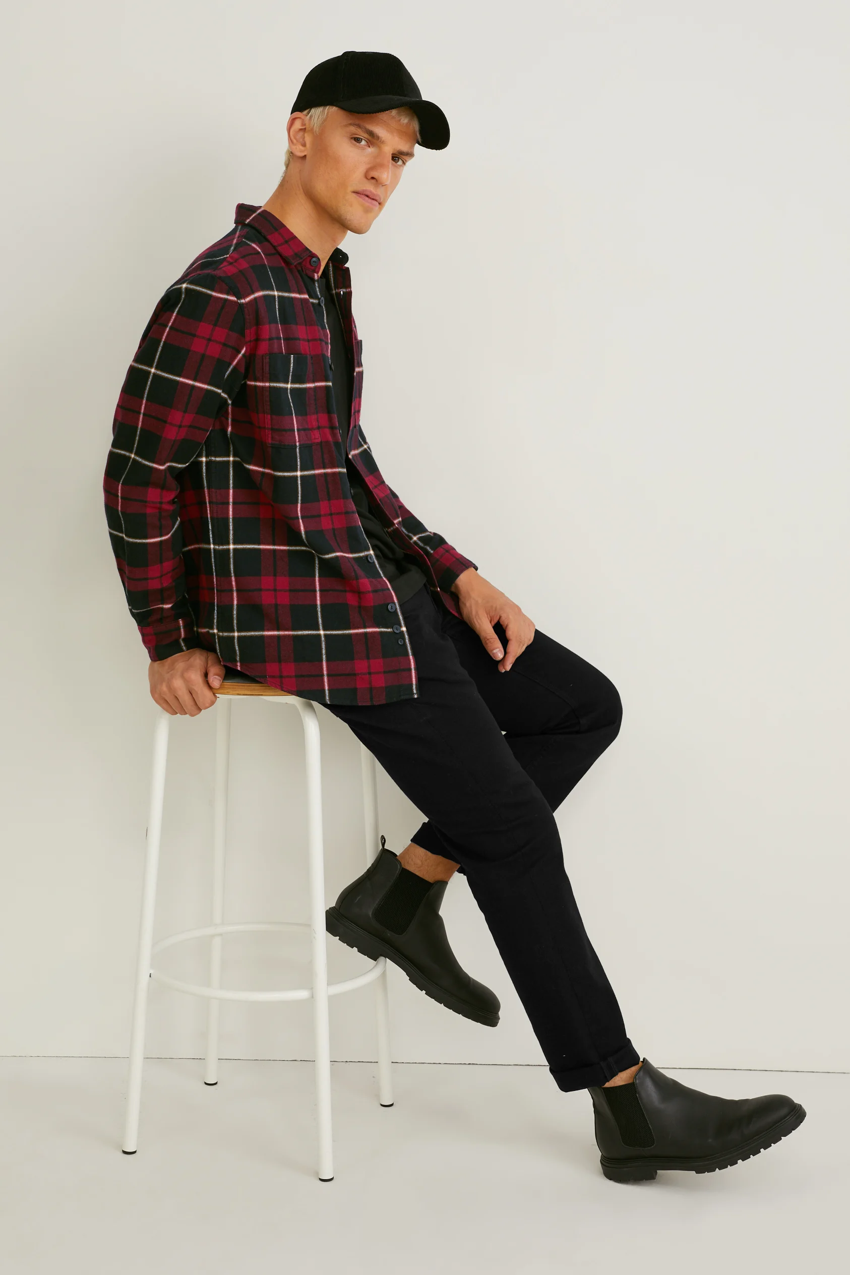 Flannel shirt - regular fit - kent collar - check