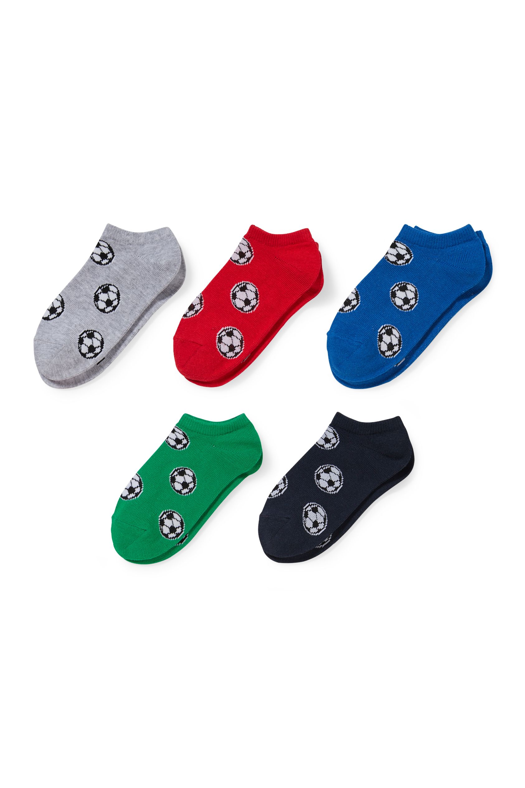 Multipack of 5 - football - trainer socks with motif