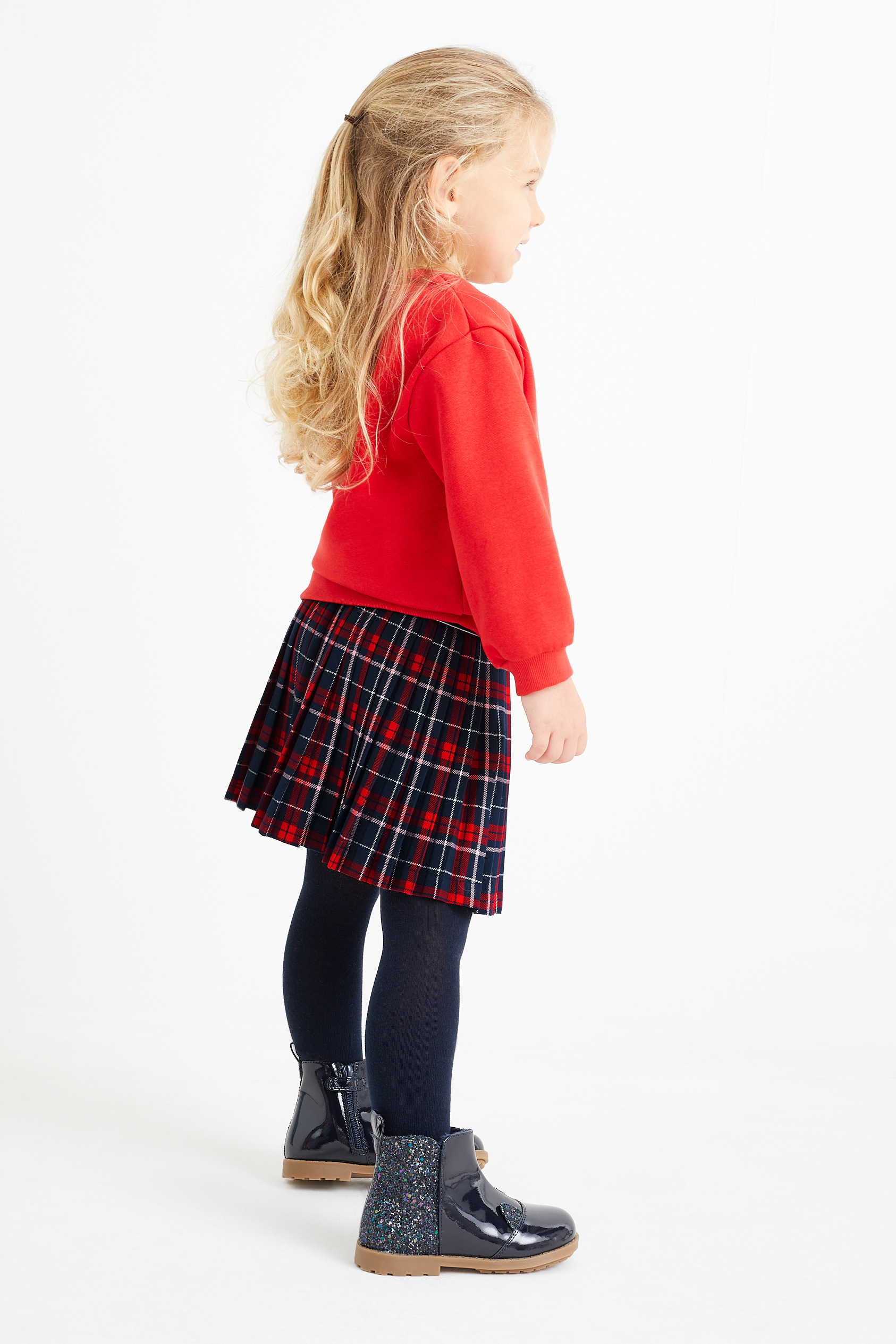 Christmas skirt - pleated - check