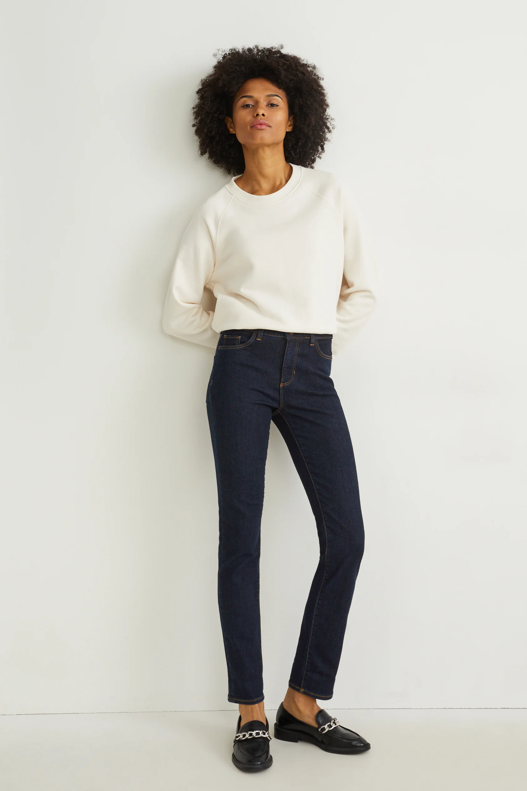 Slim jeans - mid-rise waist - thermal jeans - LYCRA?