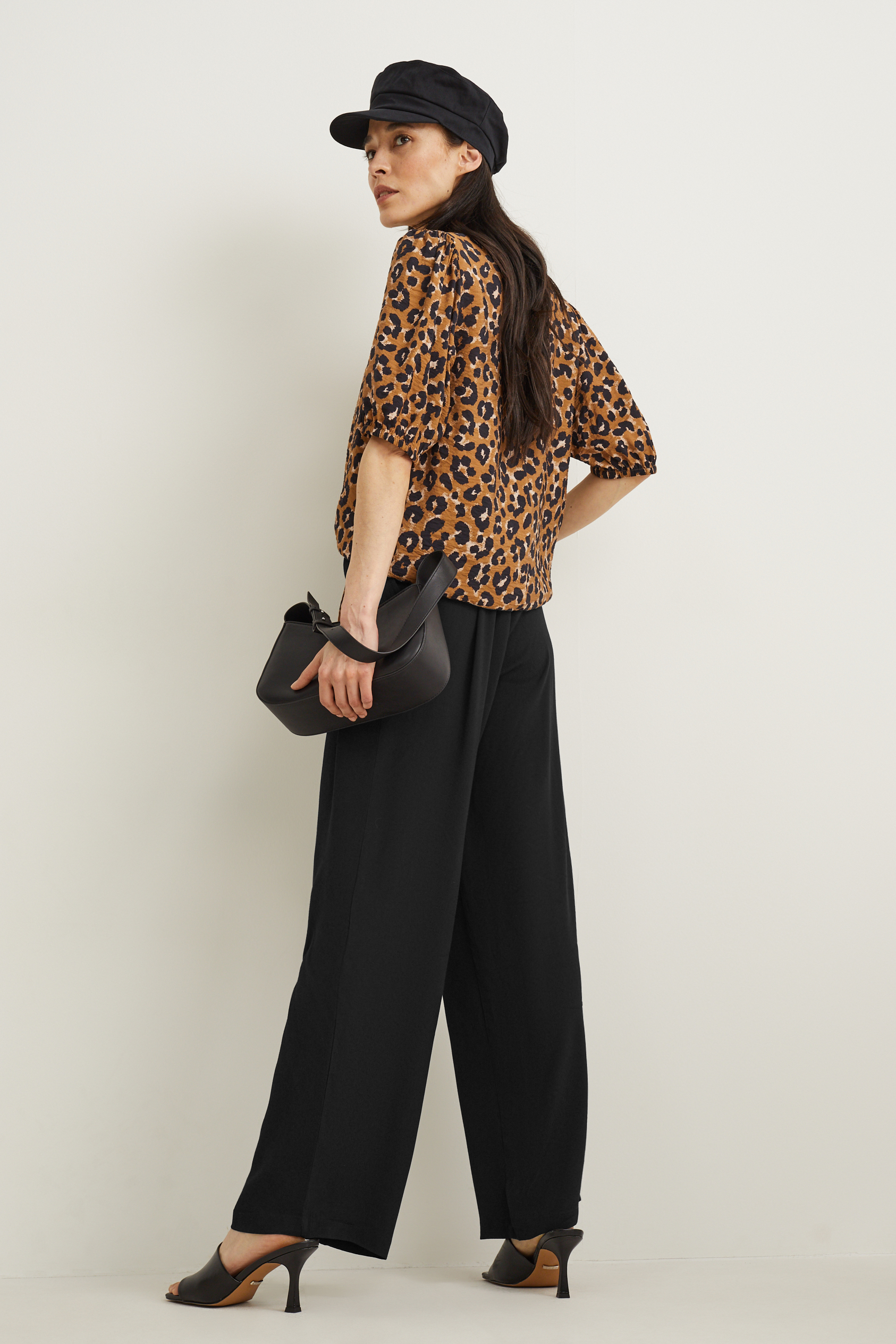 Cloth trousers - mid-rise waist - palazzo