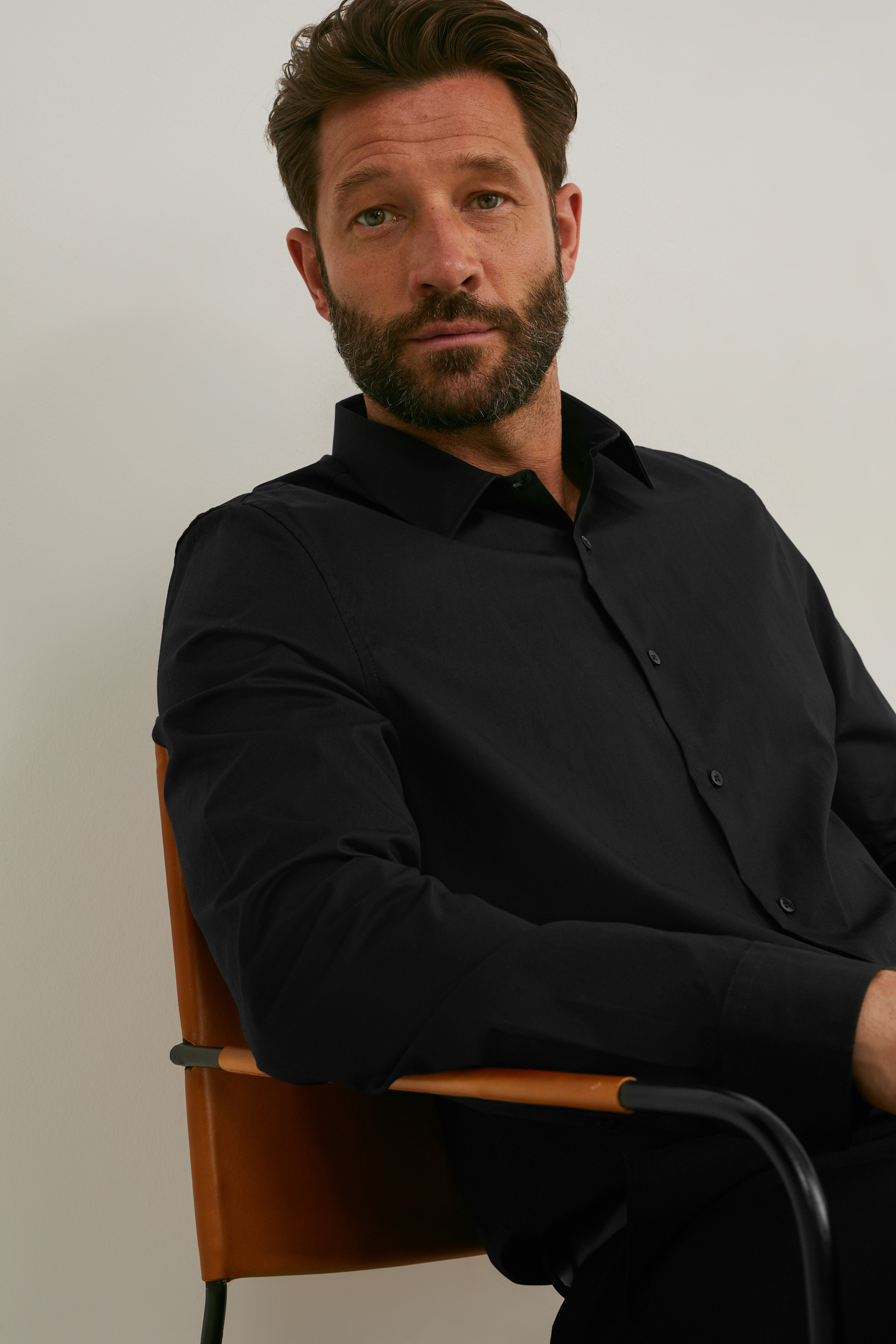 Business shirt - body fit - cutaway collar  - LYCRA?