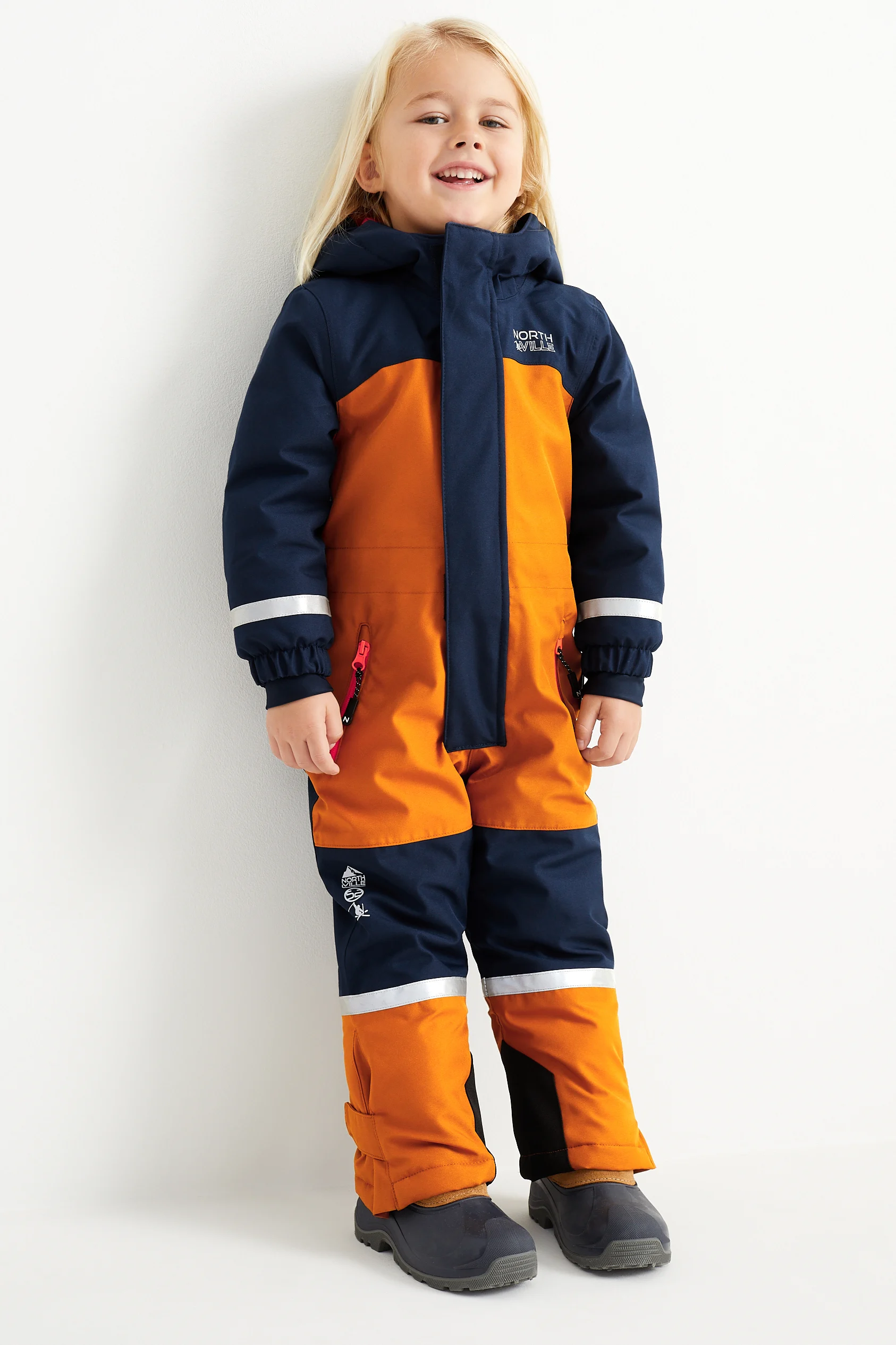 Ski suit with hood