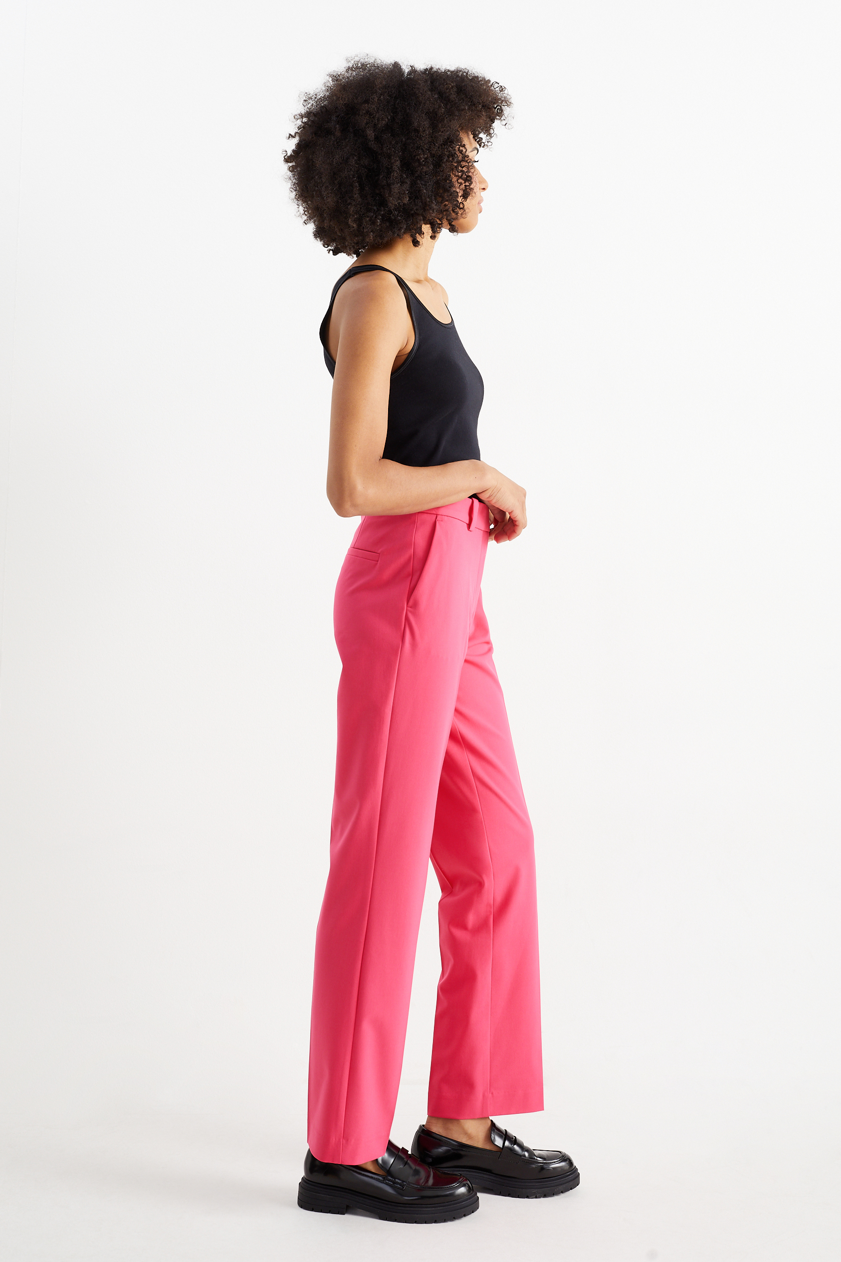 Business trousers - mid-rise waist - straight fit