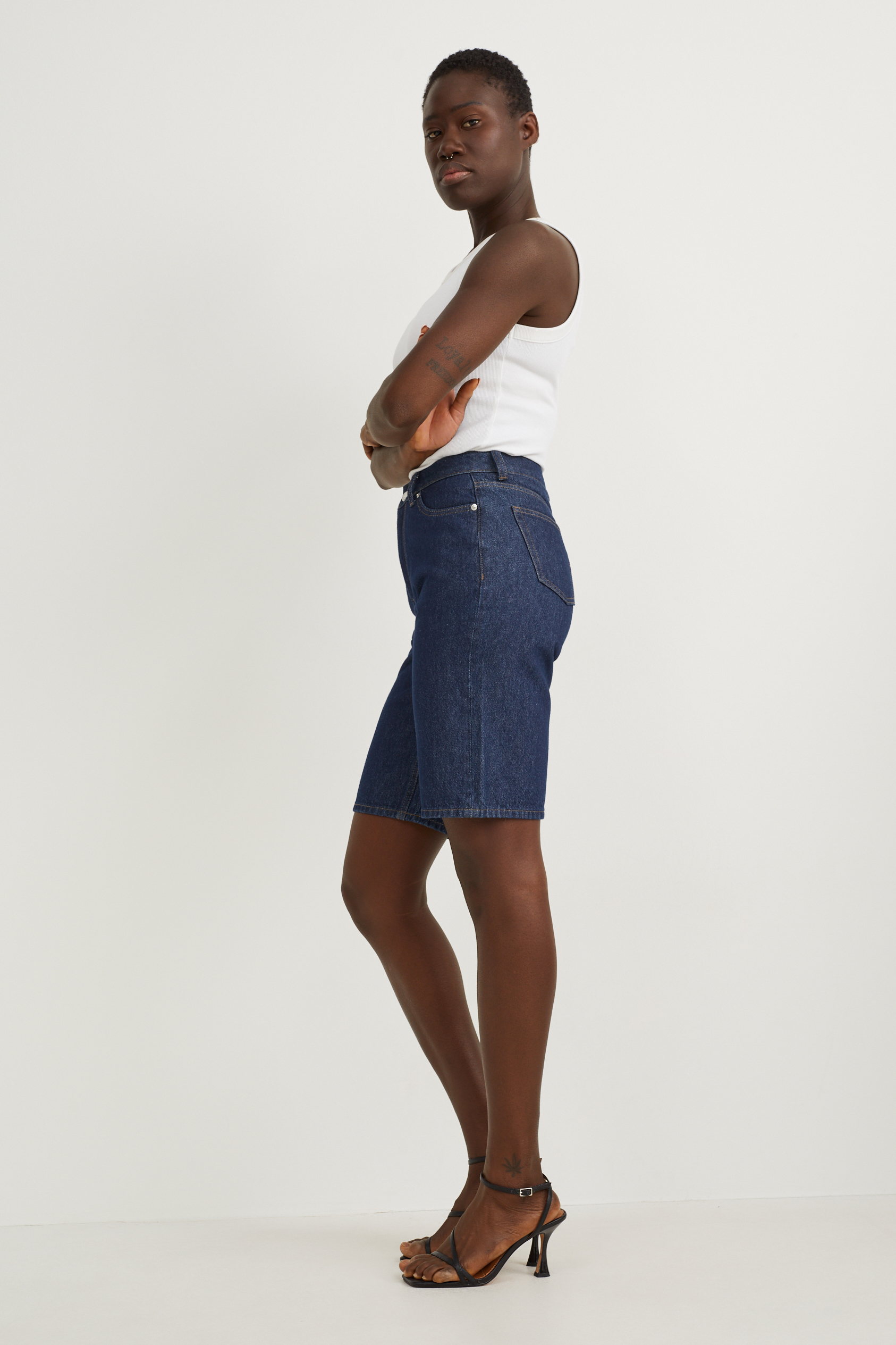 Denim Bermuda shorts - high waist