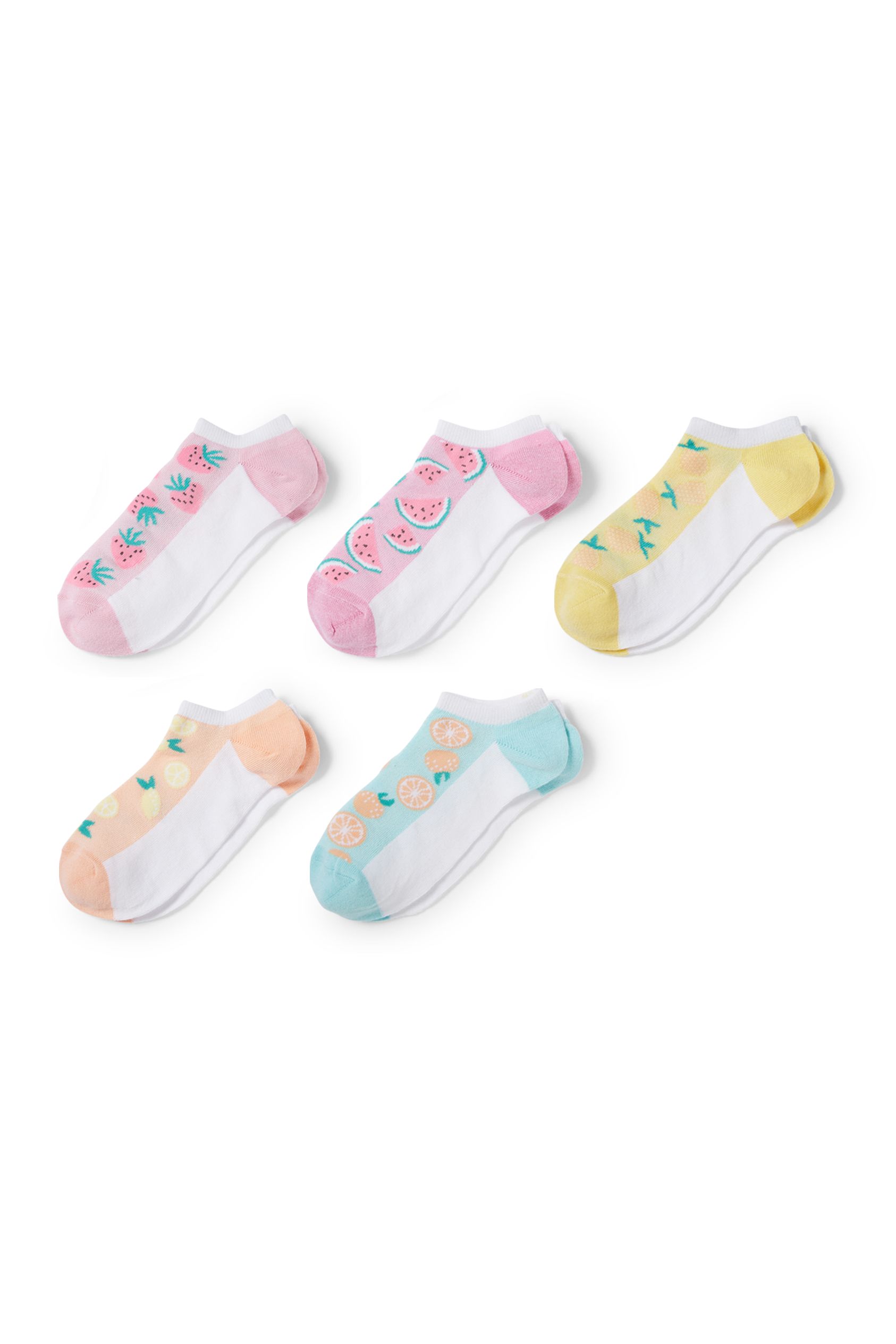 Multipack of 5 - fruits - trainer socks with motif