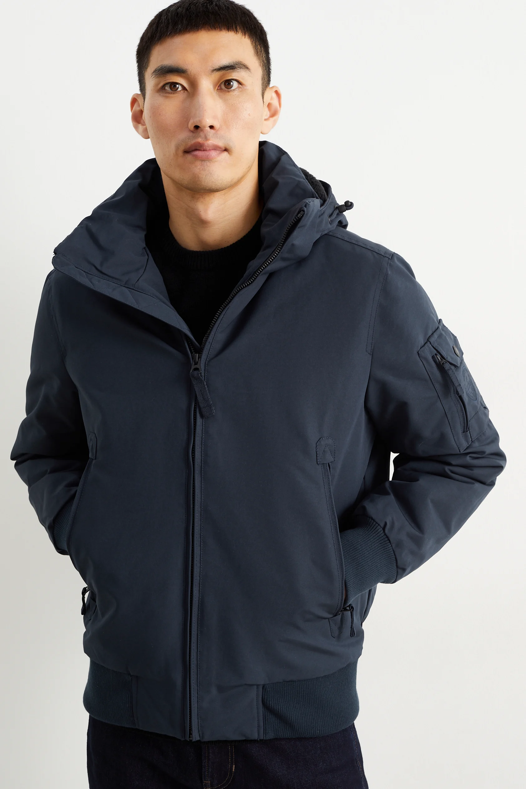 Track jacket with hood