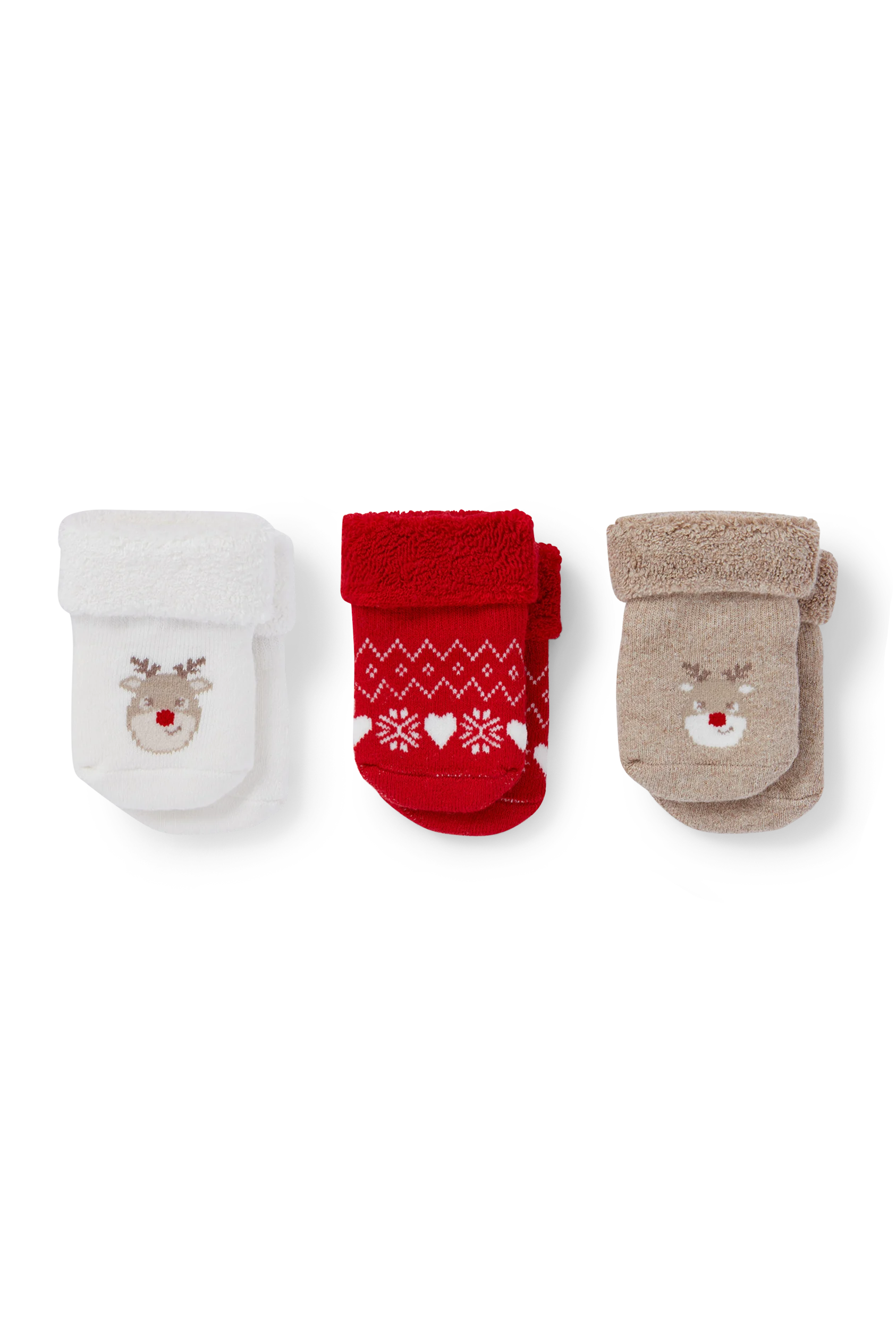 Multipack of 3 - Rudolf - newborn Christmas socks
