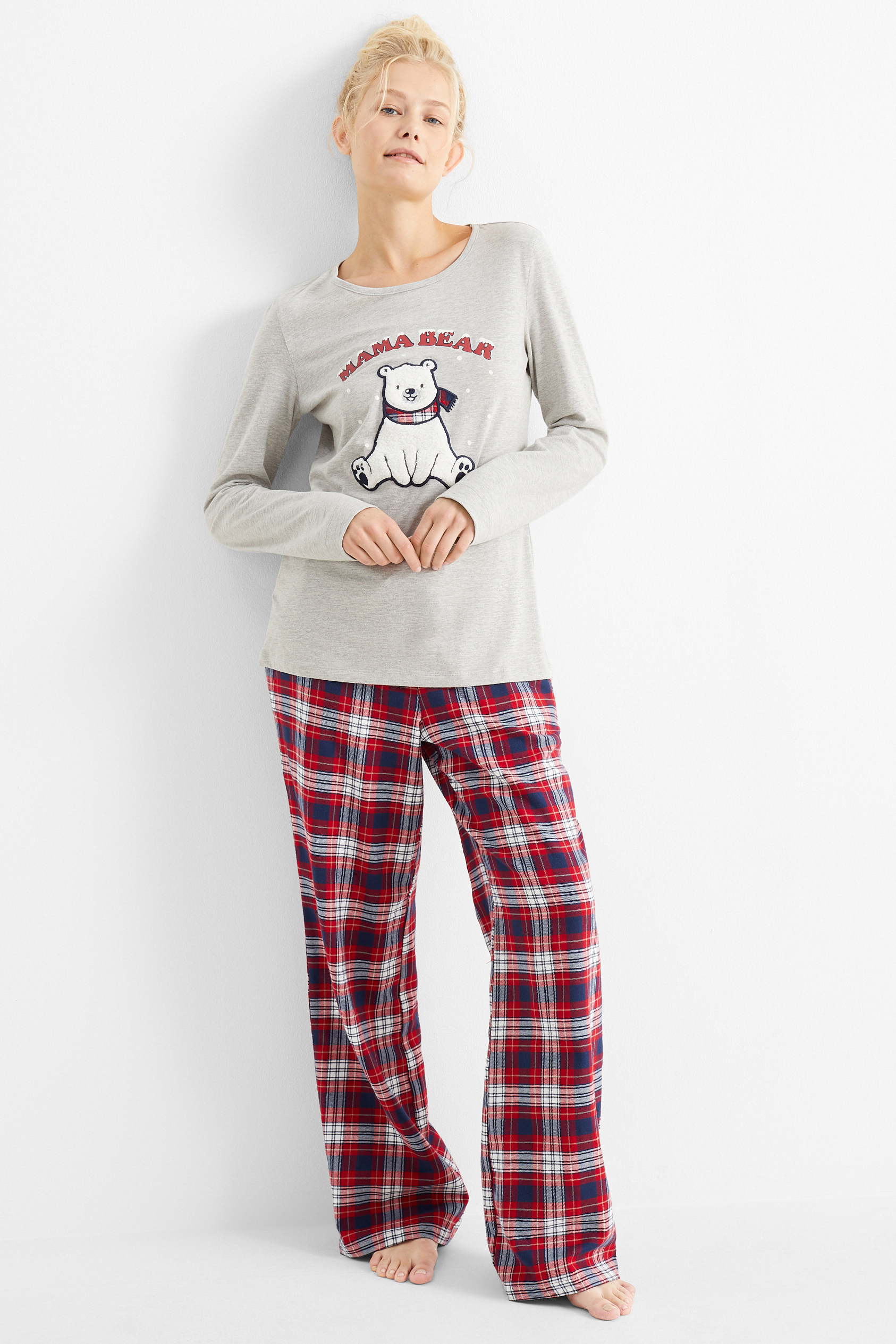 Christmas pyjamas with flannel bottoms- polar bear