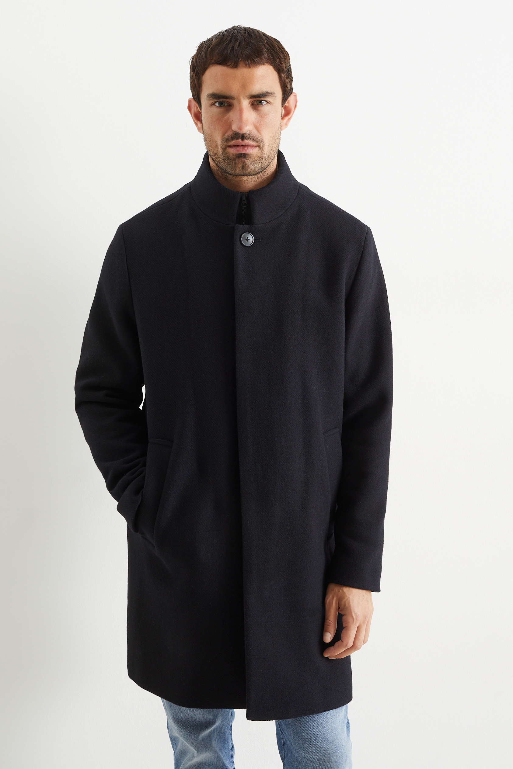 Coat - 2-in-1 look - wool blend