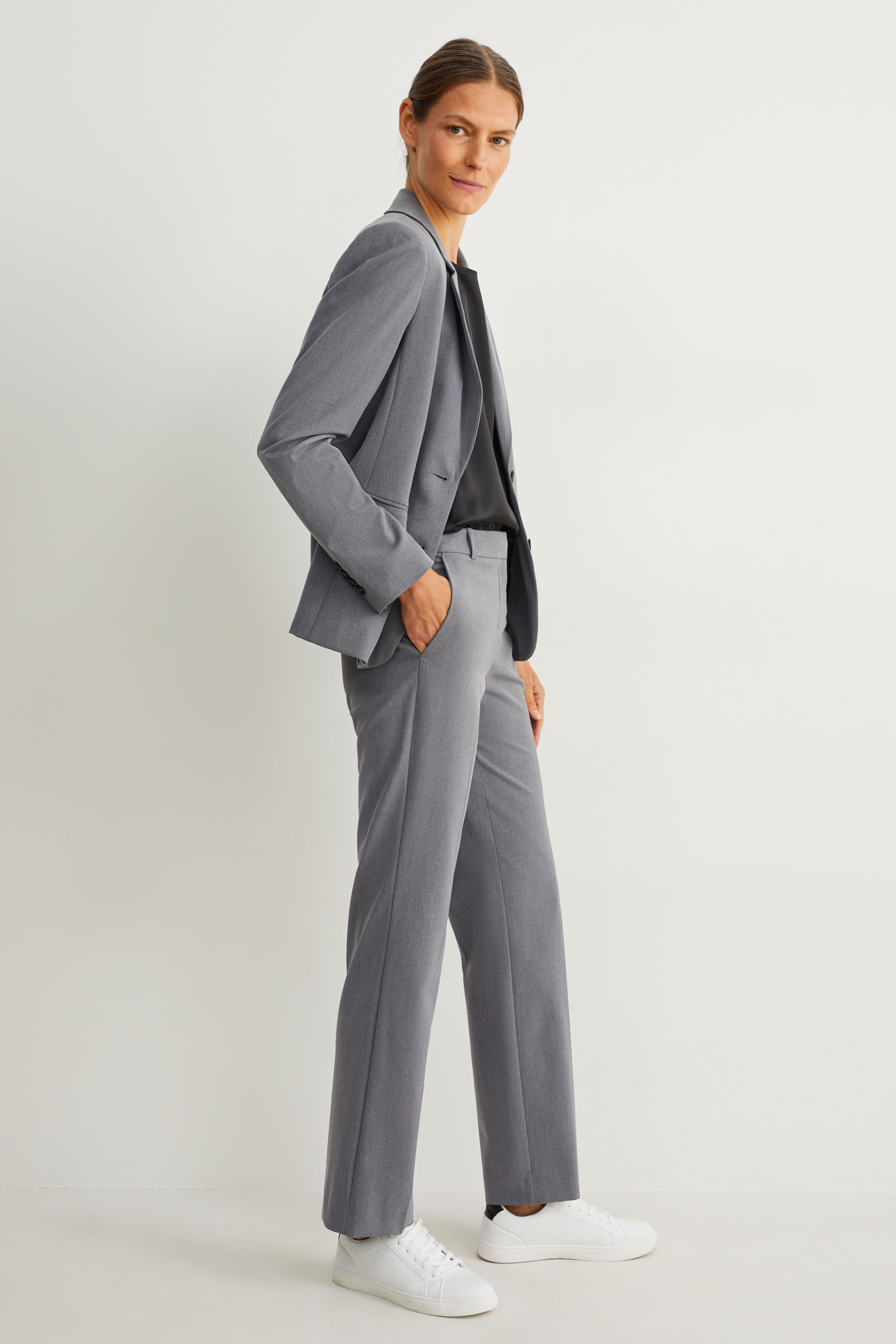 Business trousers - mid-rise waist - straight fit - Mix & match