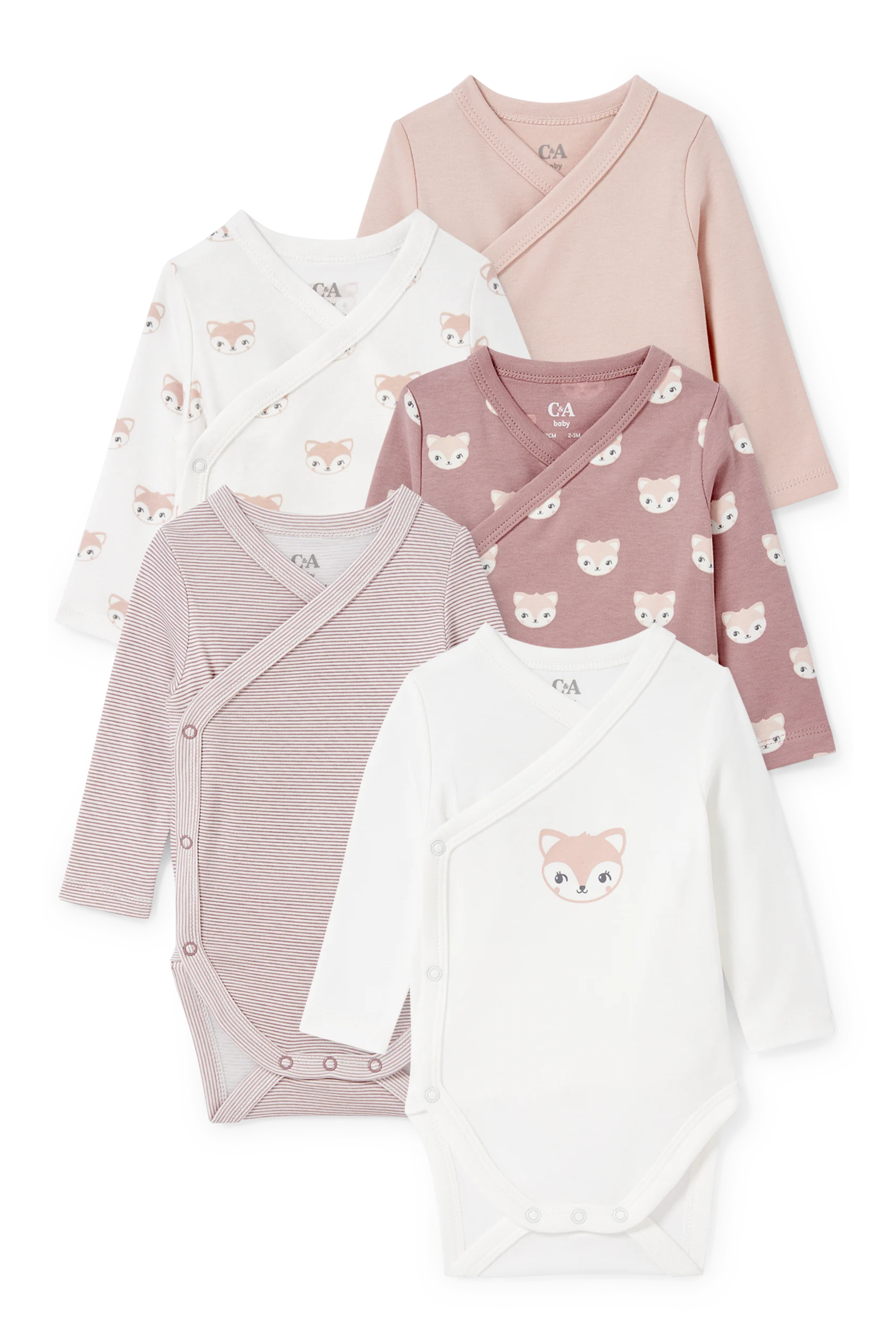 Multipack of 5 - baby wrapover bodysuit