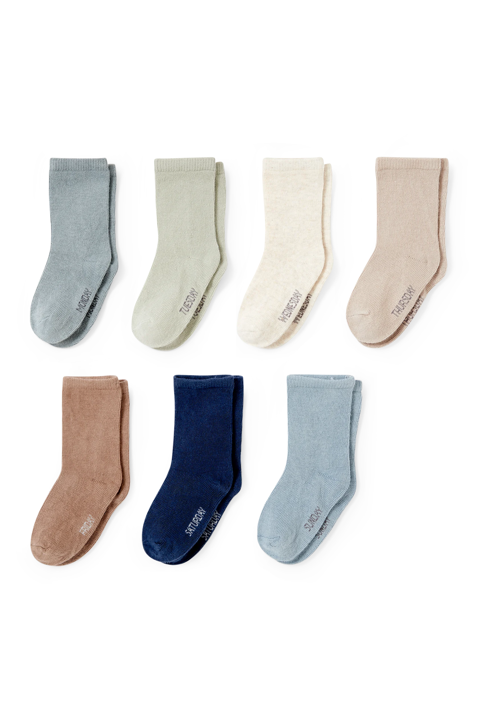 Multipack of 7 - days of the week - baby socks with motif