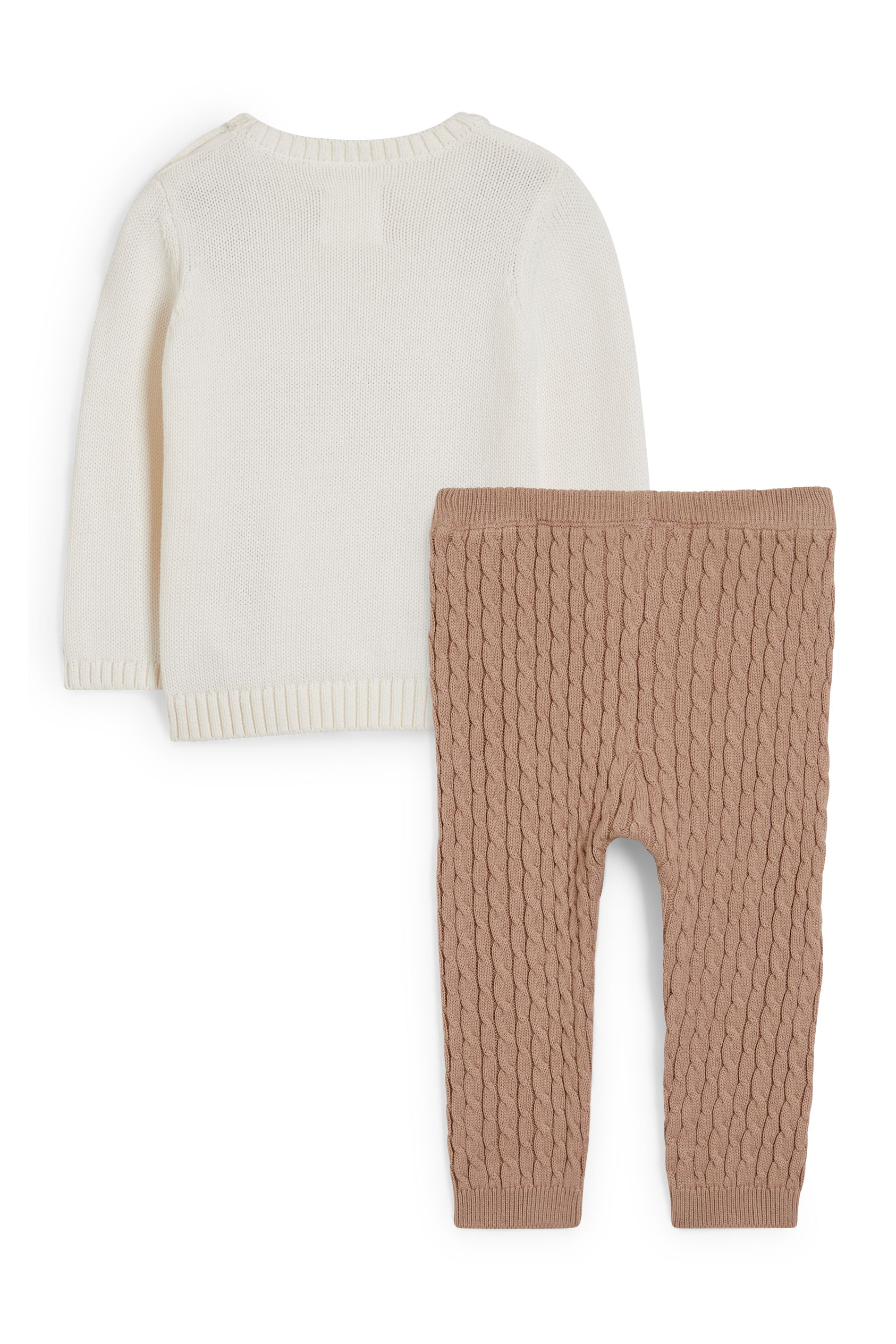 Rudolph - baby Christmas outfit - 2 piece - cable knit pattern