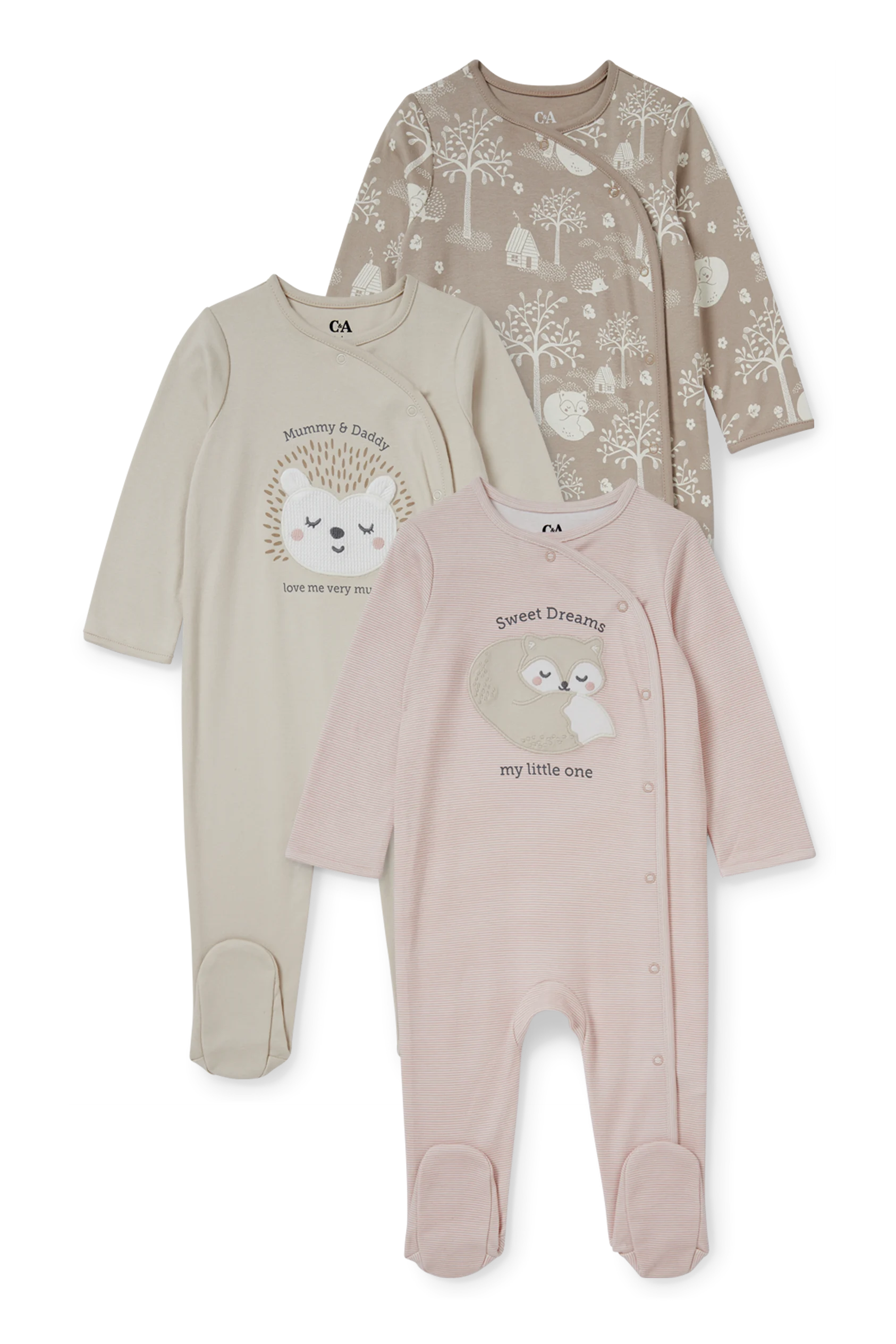 Multipack of 3 - baby sleepsuit