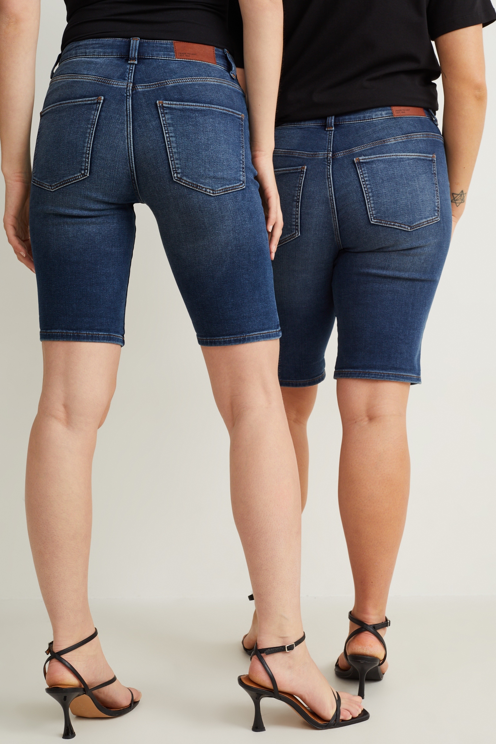 Denim Bermuda shorts - mid-rise waist - jog denim - LYCRA?