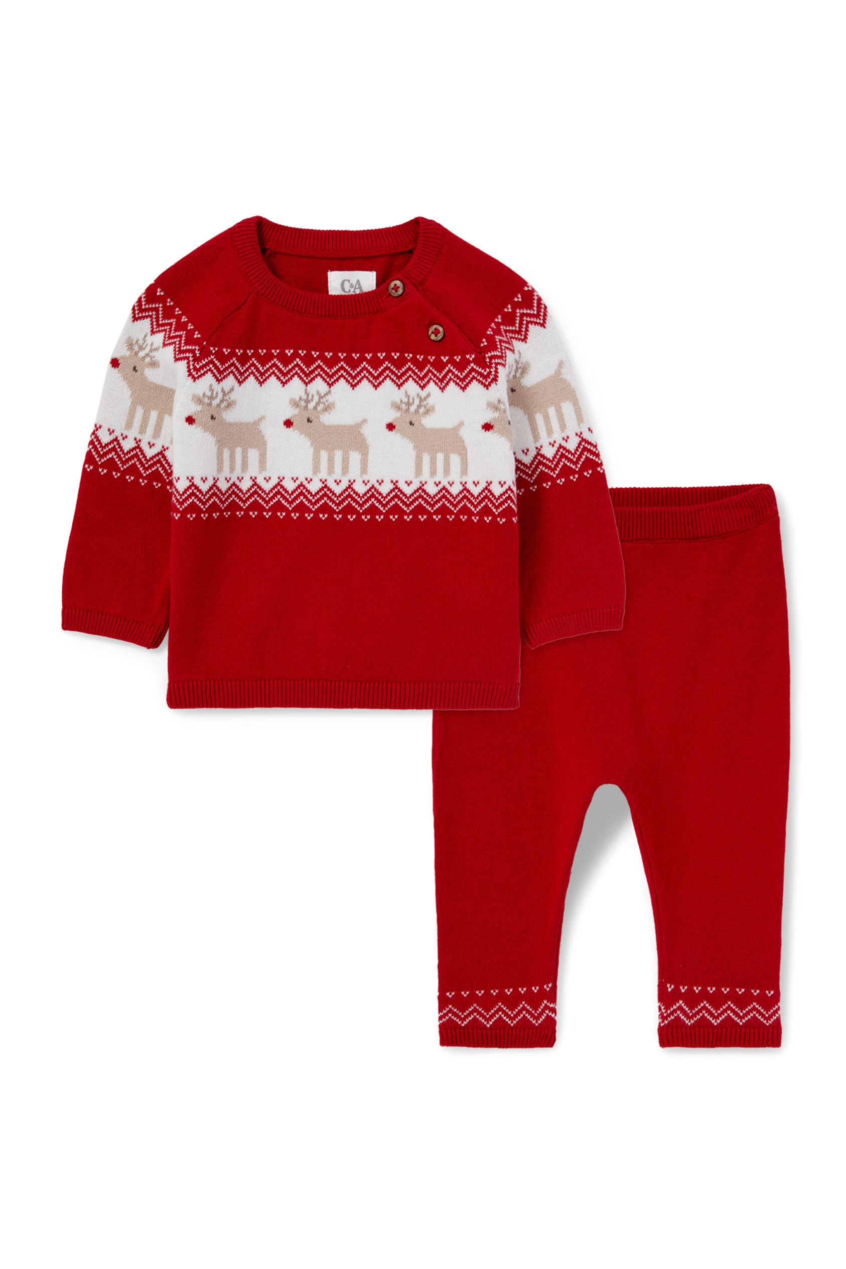 Rudolph - knitted baby Christmas outfit- 2 piece