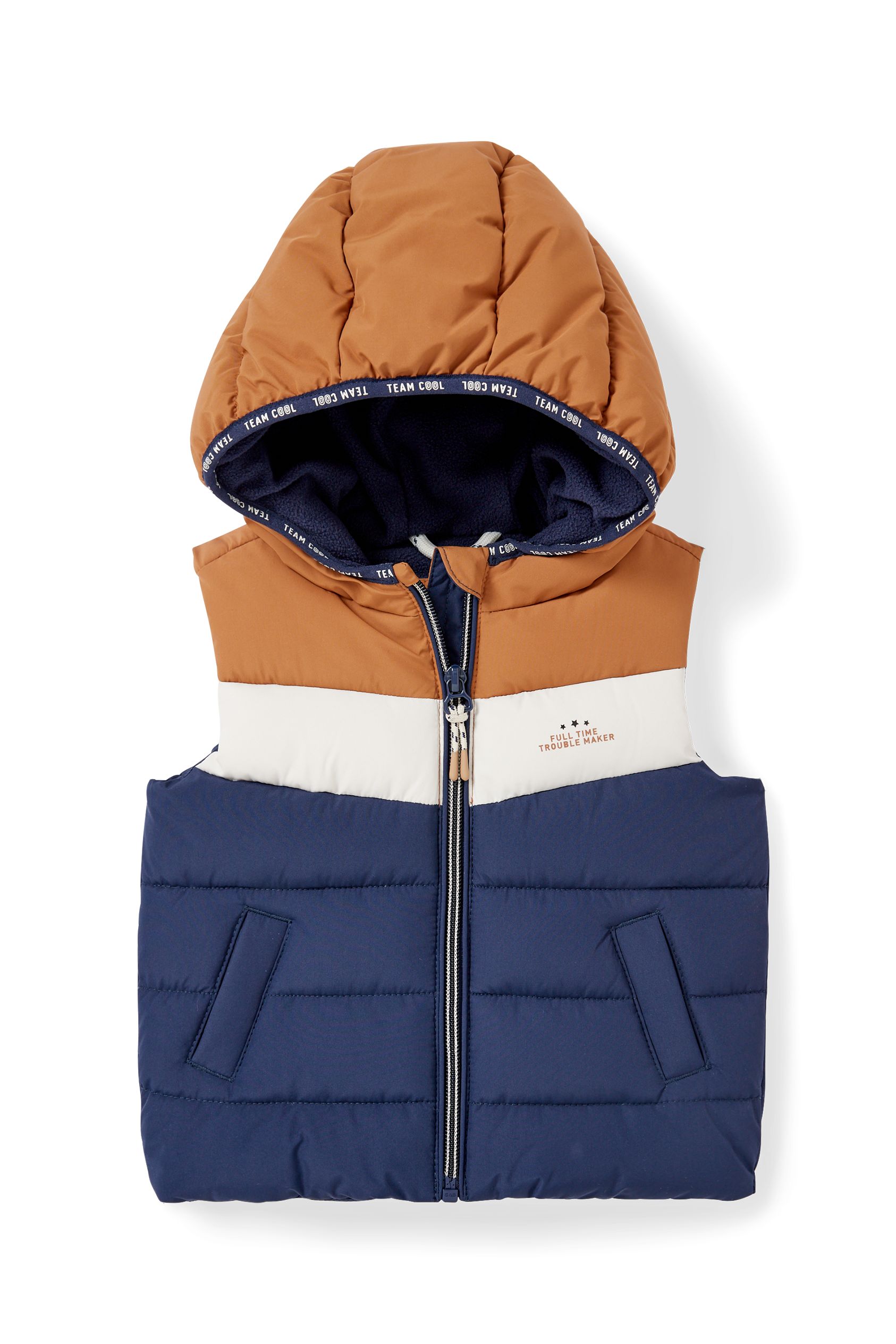 Baby quilted gilet with hood