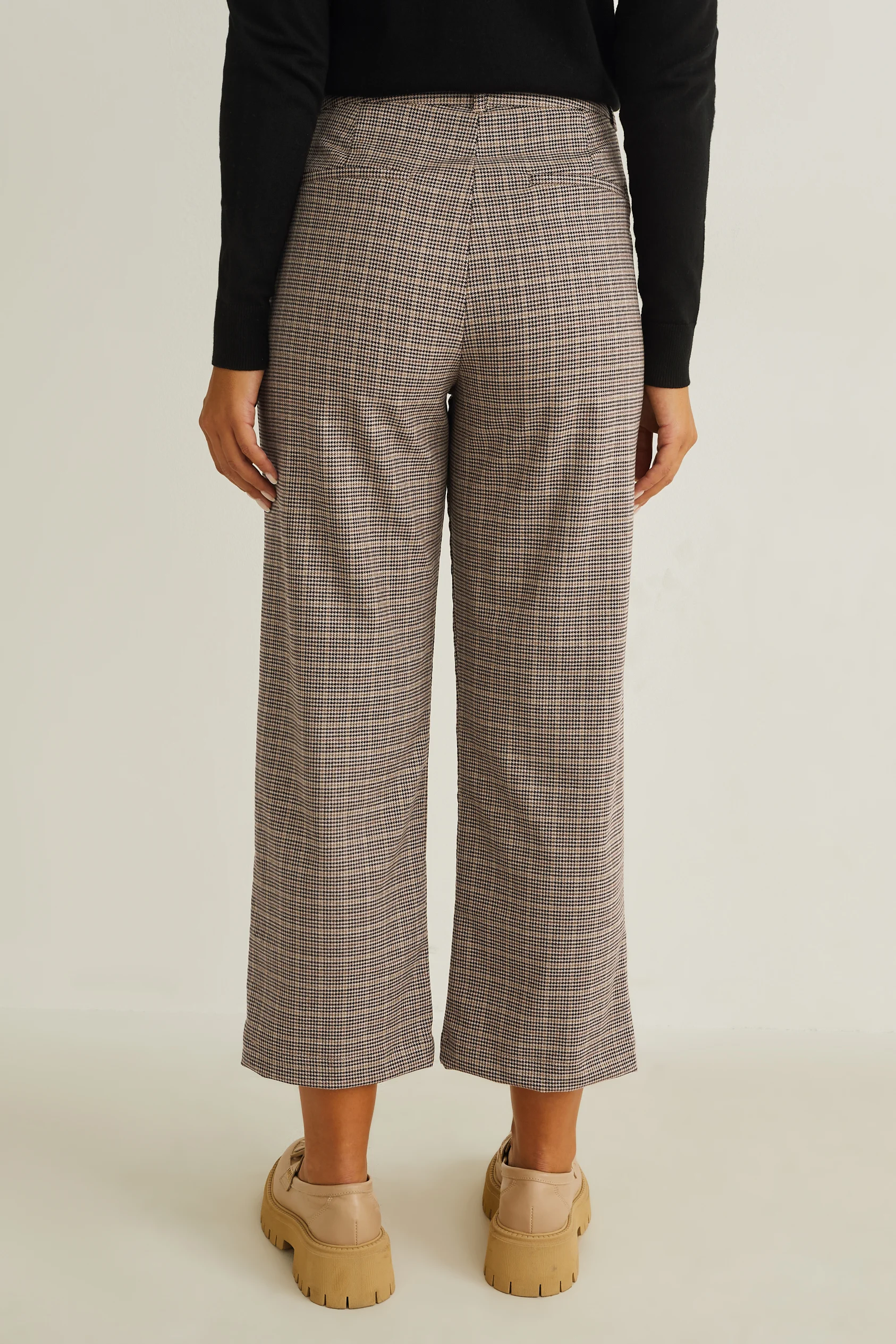 Cloth trousers - high waist - regular fit - check